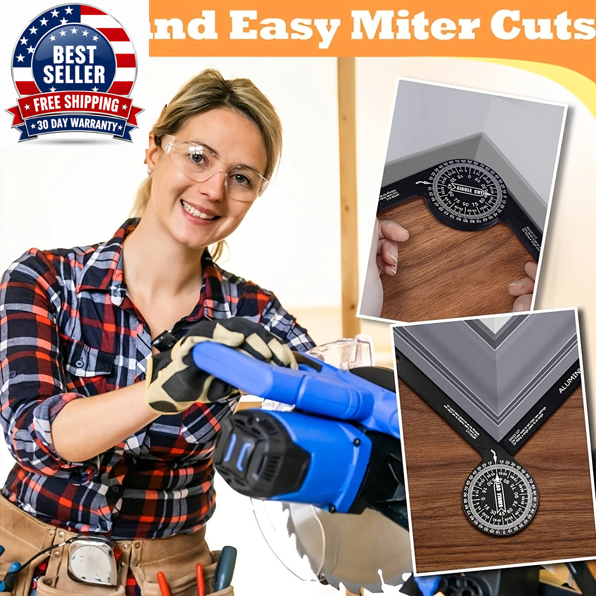 Aluminum Miter Saw Protractor | 7-Inch Rust Proof Angle Finder Featuring Precisi