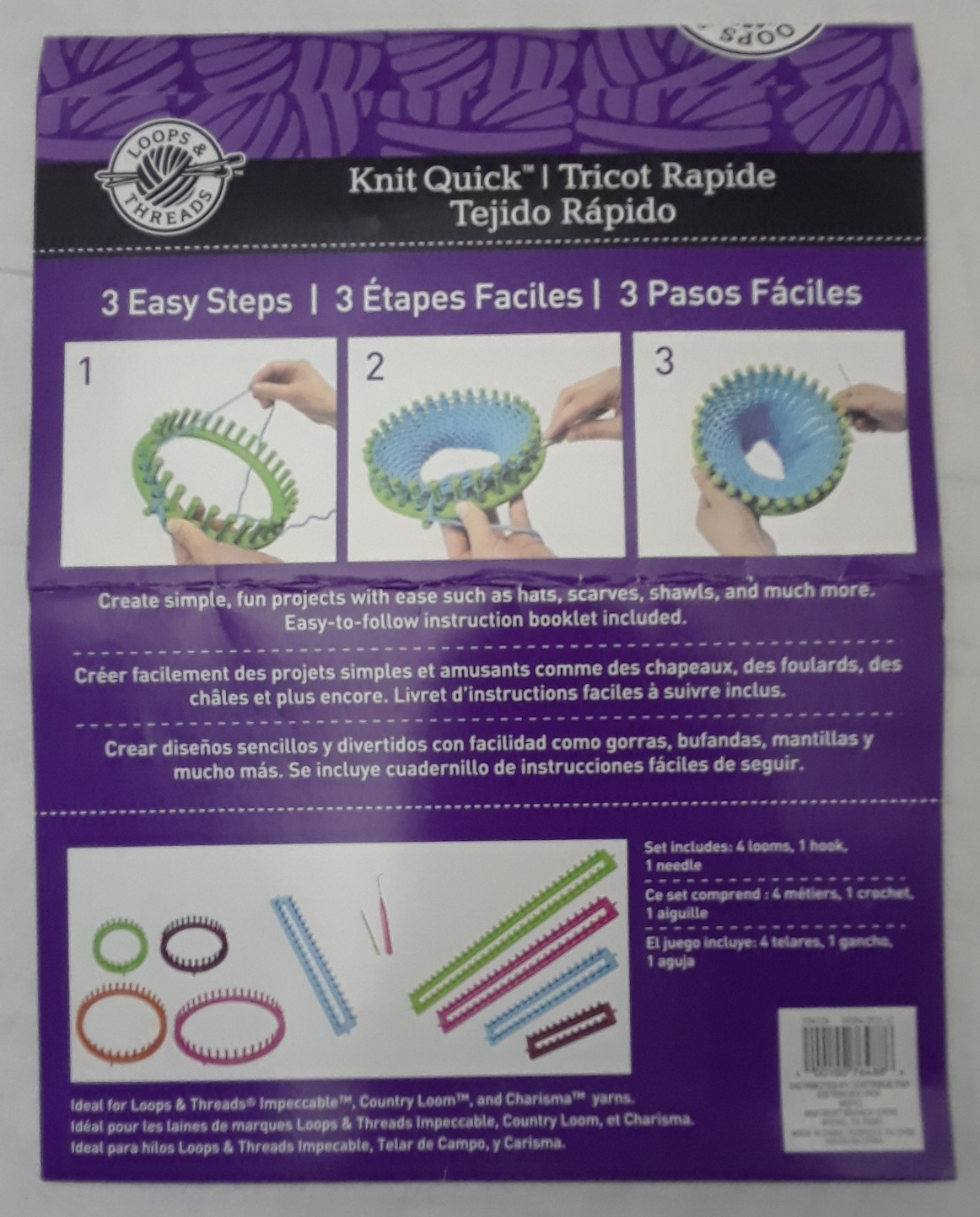 Loops & Threads Knit Quick Knitting Loom Set Tricot Rapide