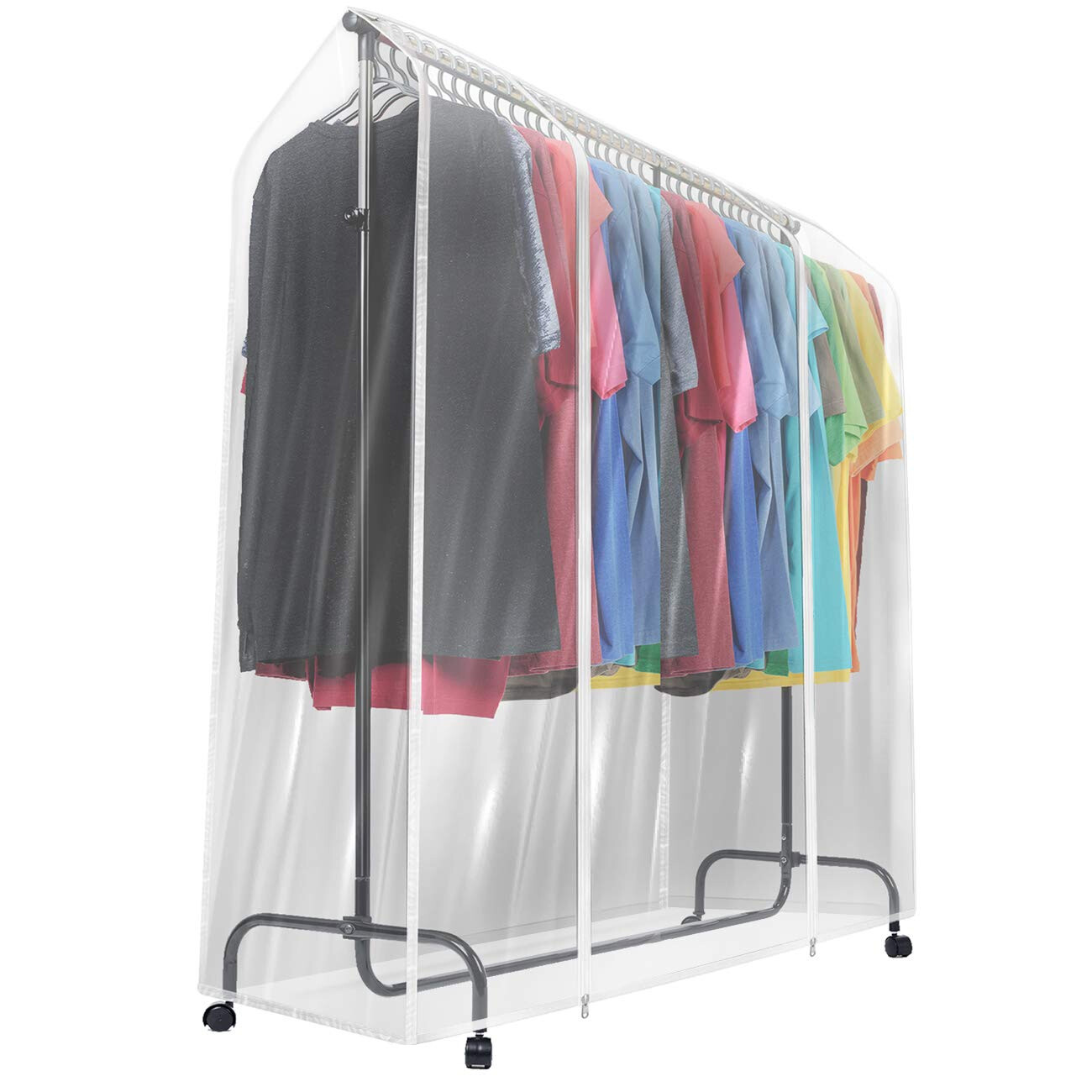 Garment Rack Cover Clear 6 Ft w/ 2 Zippers (Clothing Rack NOT Included)