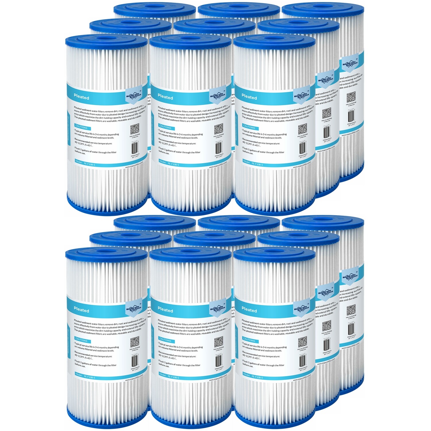 10"x4.5" 5/20/50 Micron Washable Pleated Sediment Water Filter Fit for Big Blue