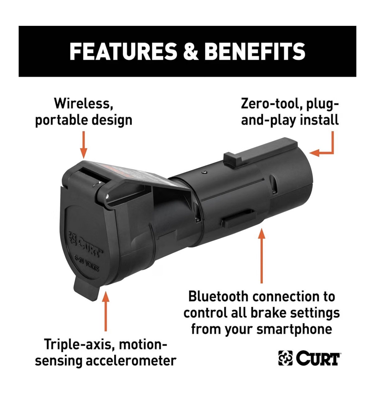 CURT 51180 Echo Mobile Bluetooth Trailer Brake Controller 7-Way Open Box