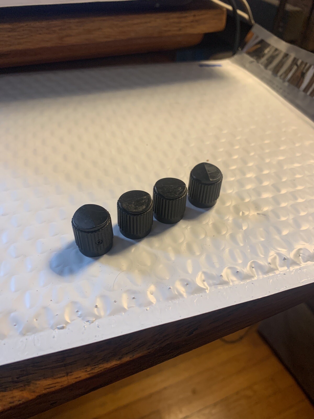 4Pc NEW Old Vintage Black 3/4” Dia. Ham Radio Guitar Amp Tester Ribbed Knobs