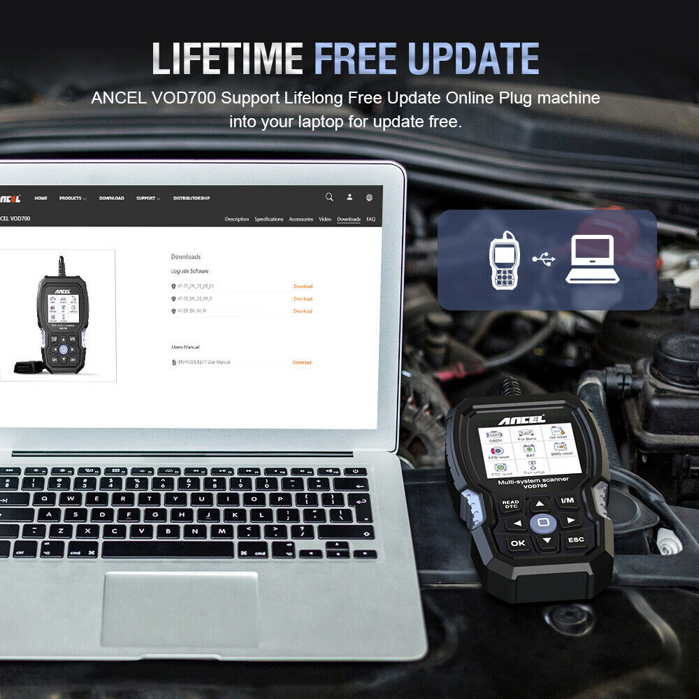 ANCEL VOD700 Fit For Volvo OBD2 Scanner Code Reader Full System Diagnostic Tool