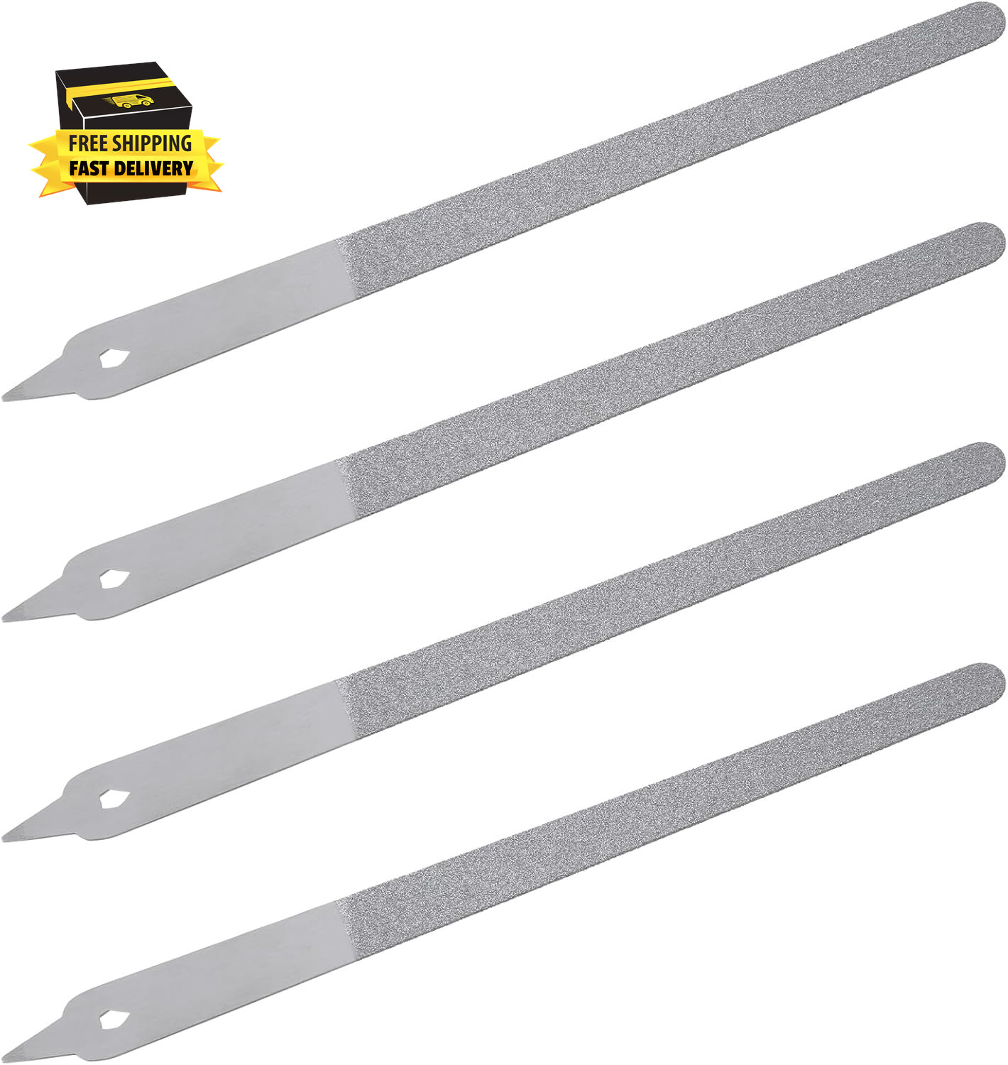 4 Pcs Metal Nail Files for Women, Double-Sided Diamond Fingernail Files with Poi