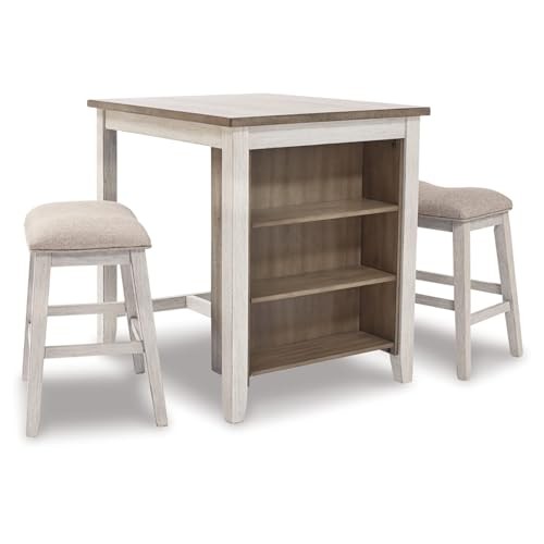 Skempton 3 Piece Counter Height Dining Set, Includes Table and 2 Whitewash