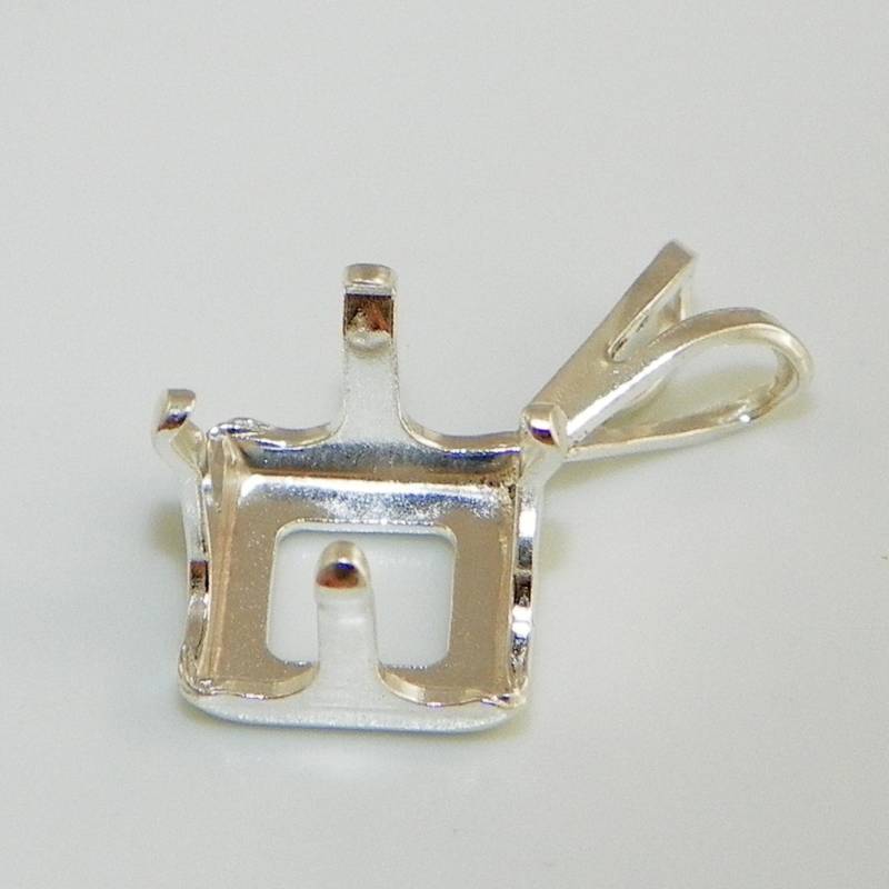 8mm Square Snap Tite Sterling Silver Pendant Setting