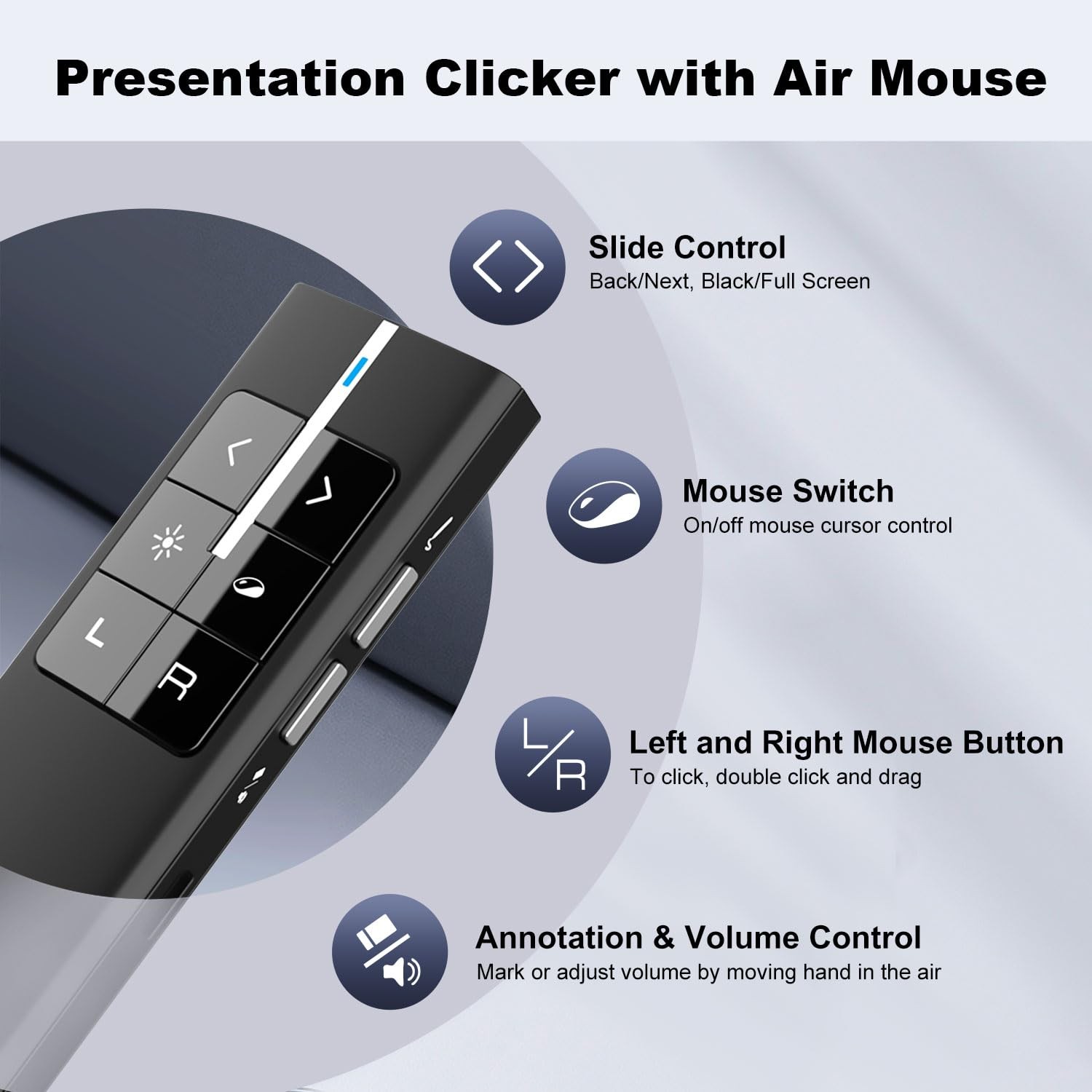 Air Presentation Clicker with Pointer, Rechargeable Clicker for PowerPoint pr...