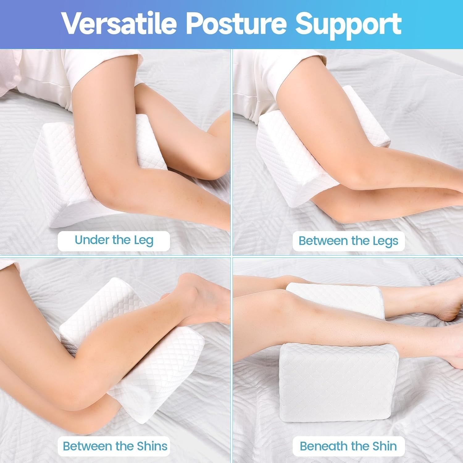 Memory Foam Knee Pillow for Side Sleepers, Adjustable Leg Support for Alignment