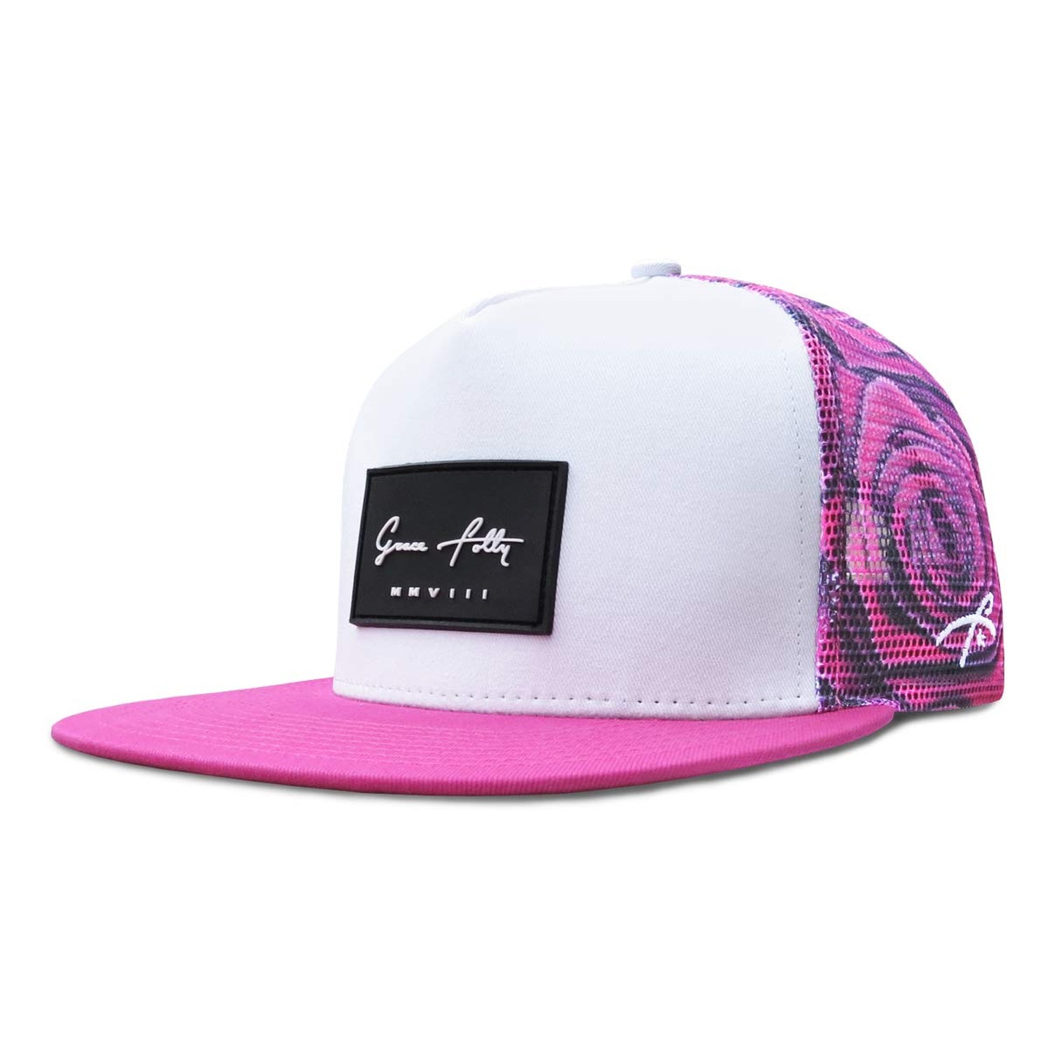 Grace Folly Trucker Hat for Men & Women. Snapback Mesh Caps One Size Rose- Pink