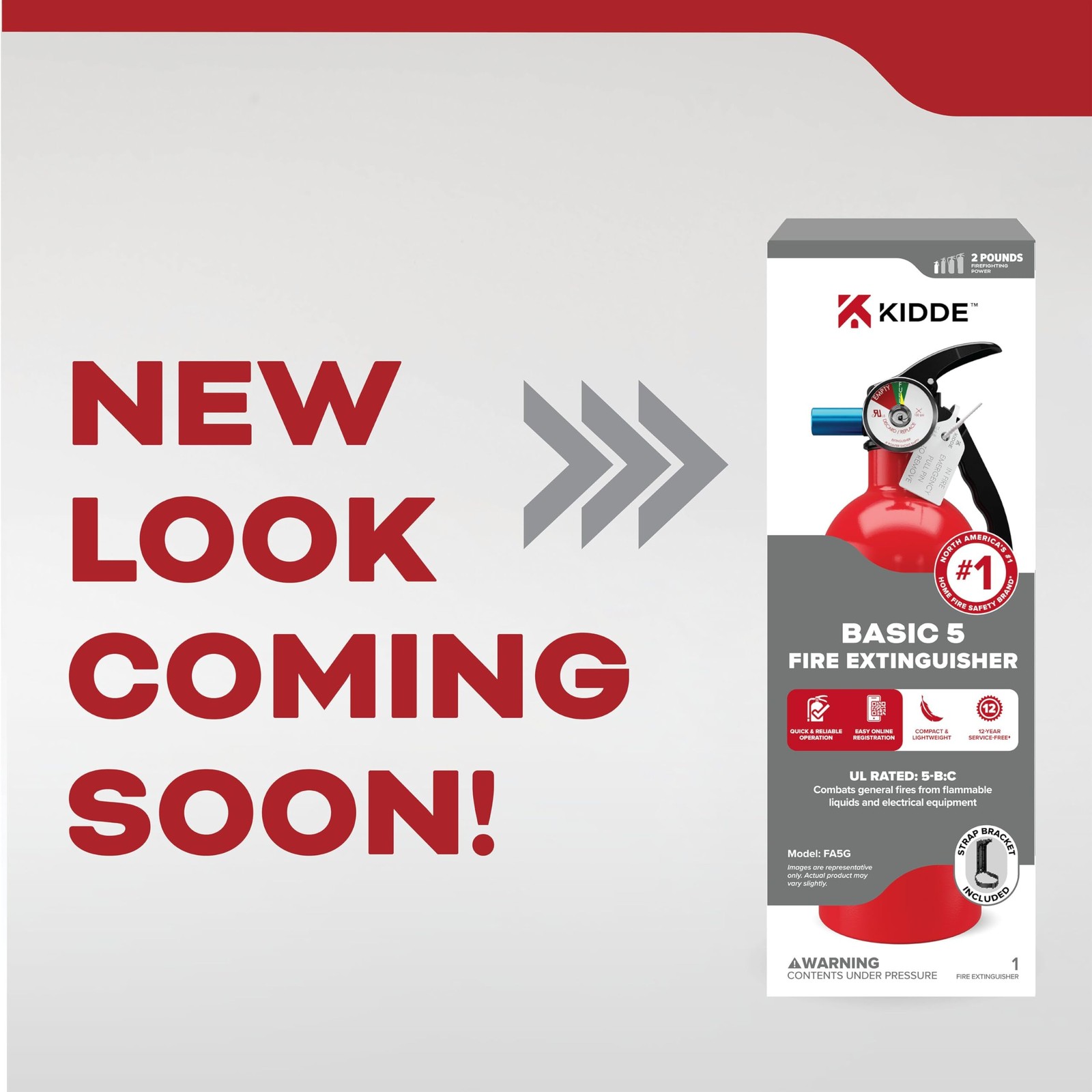 Kidde Basic 5 Fire Extinguisher for Home, 5-B:C, FA5G