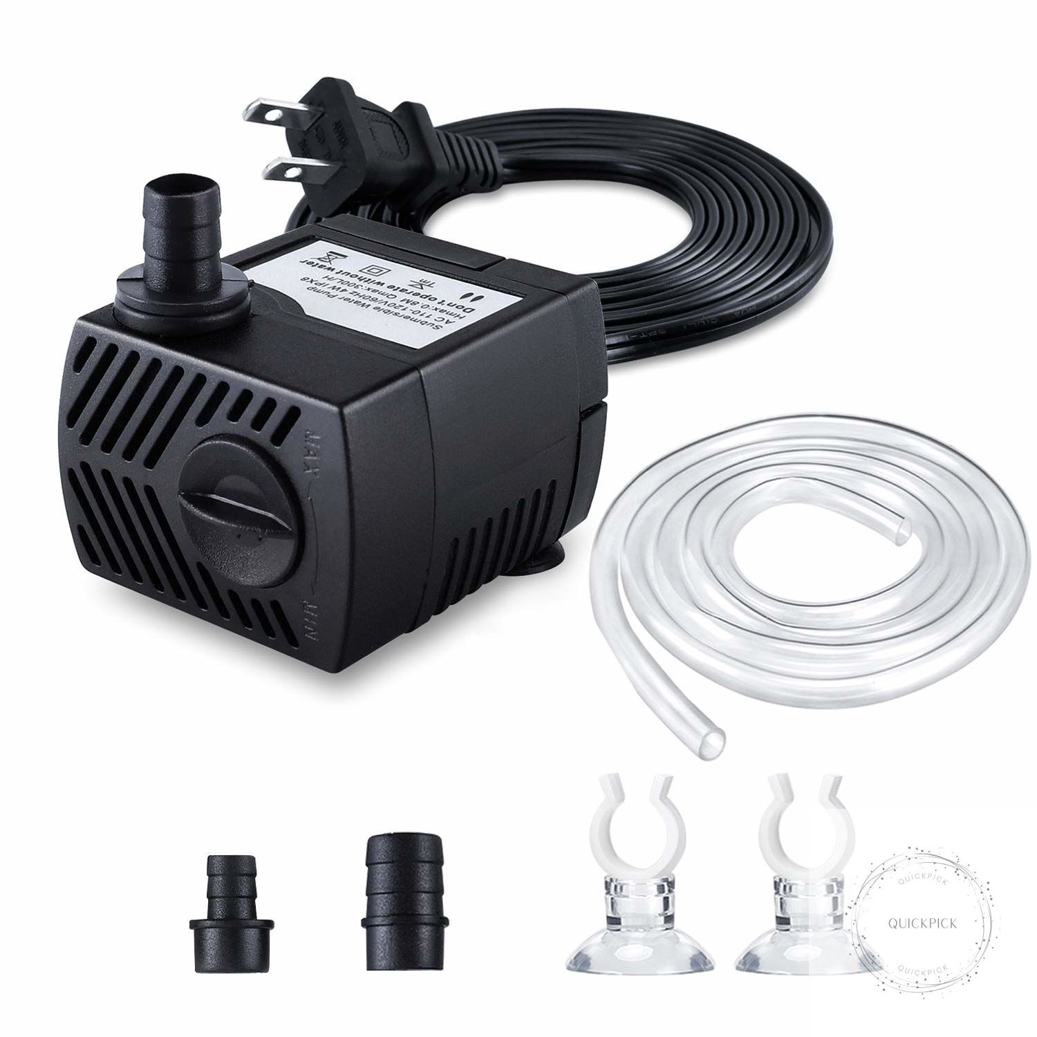 Fountain Pump, 80GPH(4W 300L/H) Submersible Water Pump, Durable Outdoor Fountain