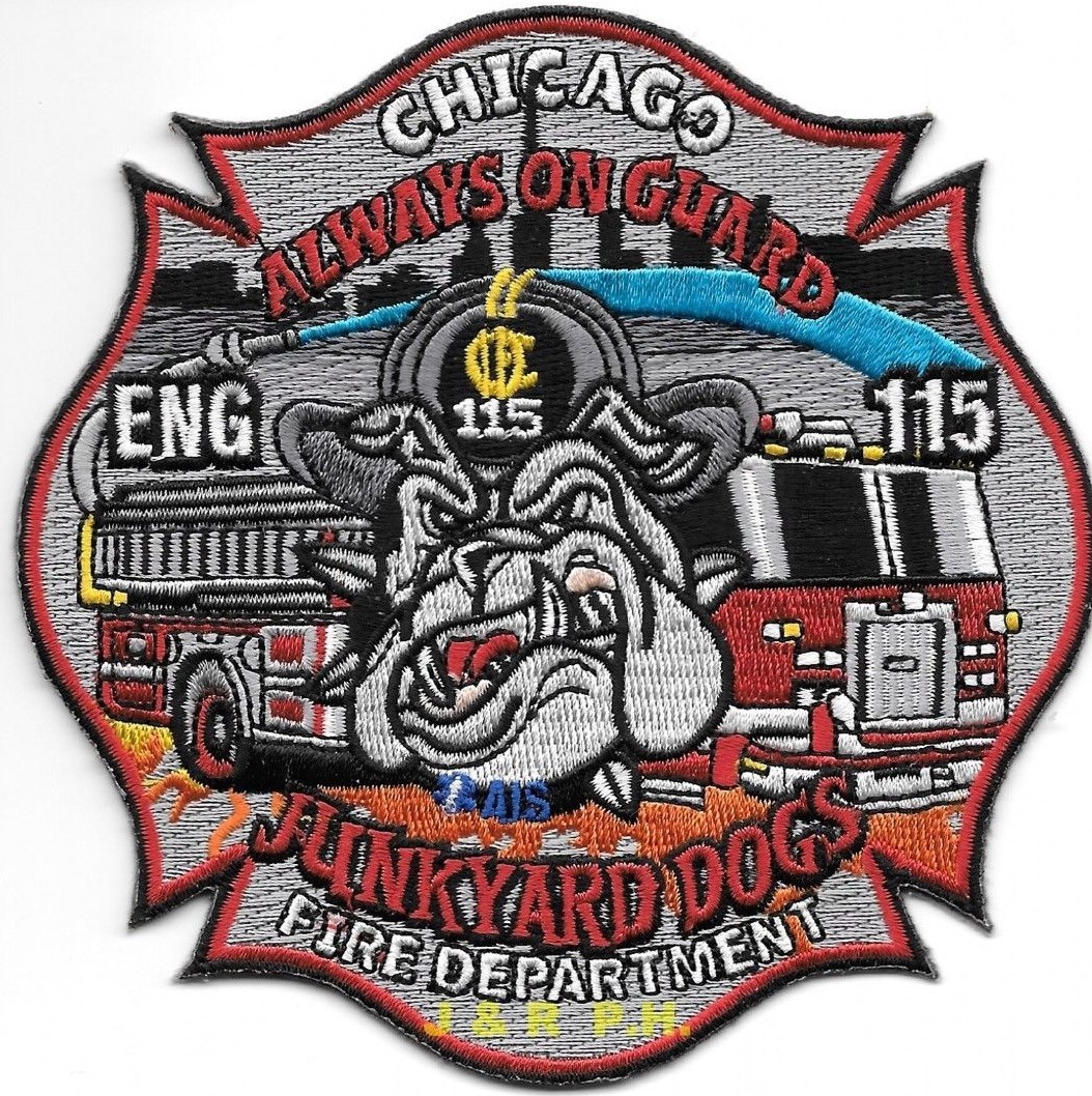 Chicago  Engine-115, Illinois "Junkyard Dogs"  (4.5" x 4.5" size) fire patch