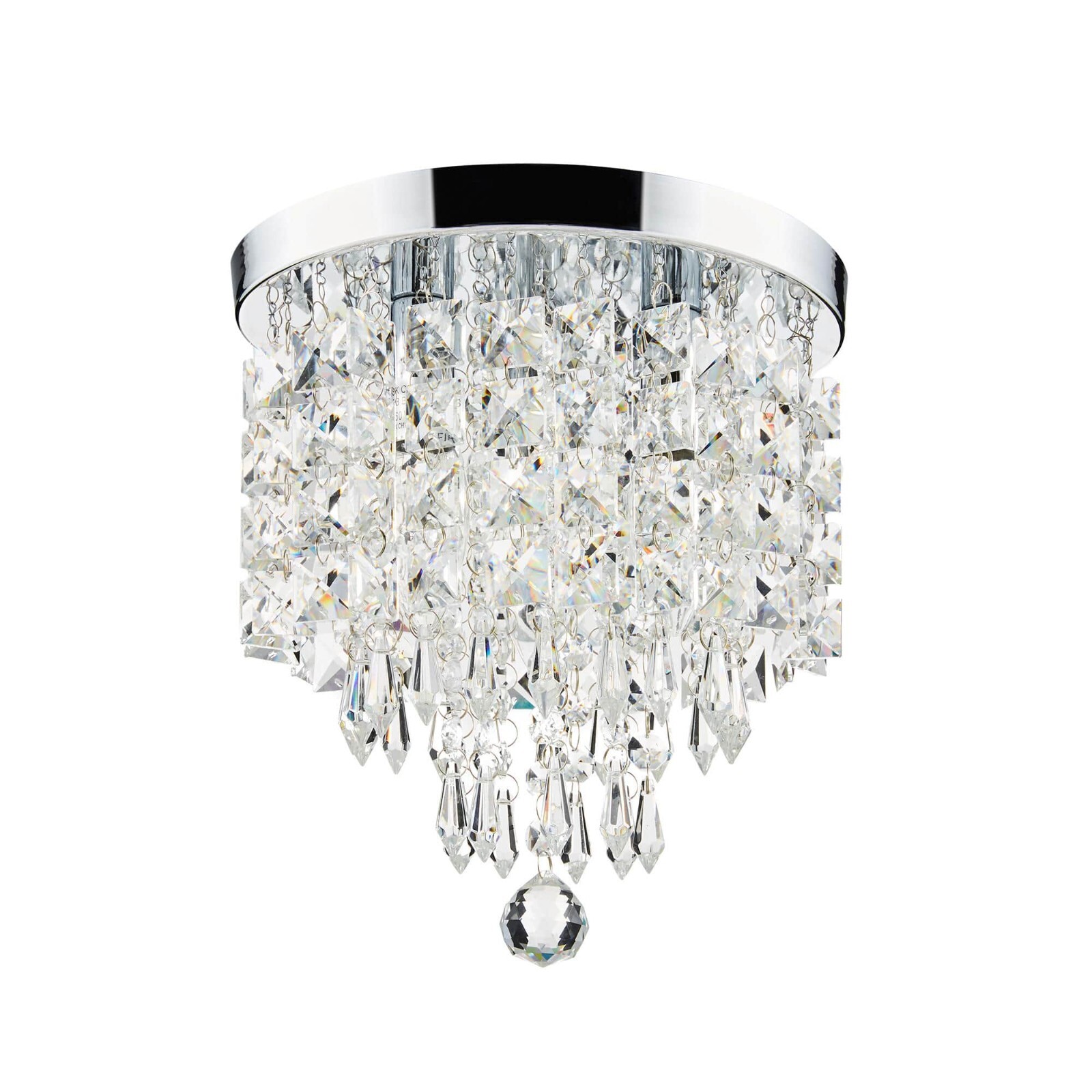 8.7 in. 3-Light Chrome Flush Mount Chandelier with K9 Crystals by Merra