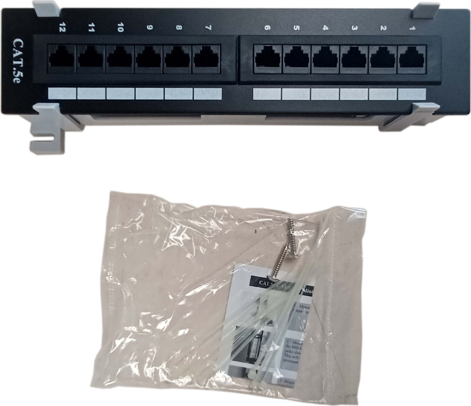 Patch Panel RJ45 8P8C 12-Port C5e B89 Bracket Vertical Wall Mount UL E179602