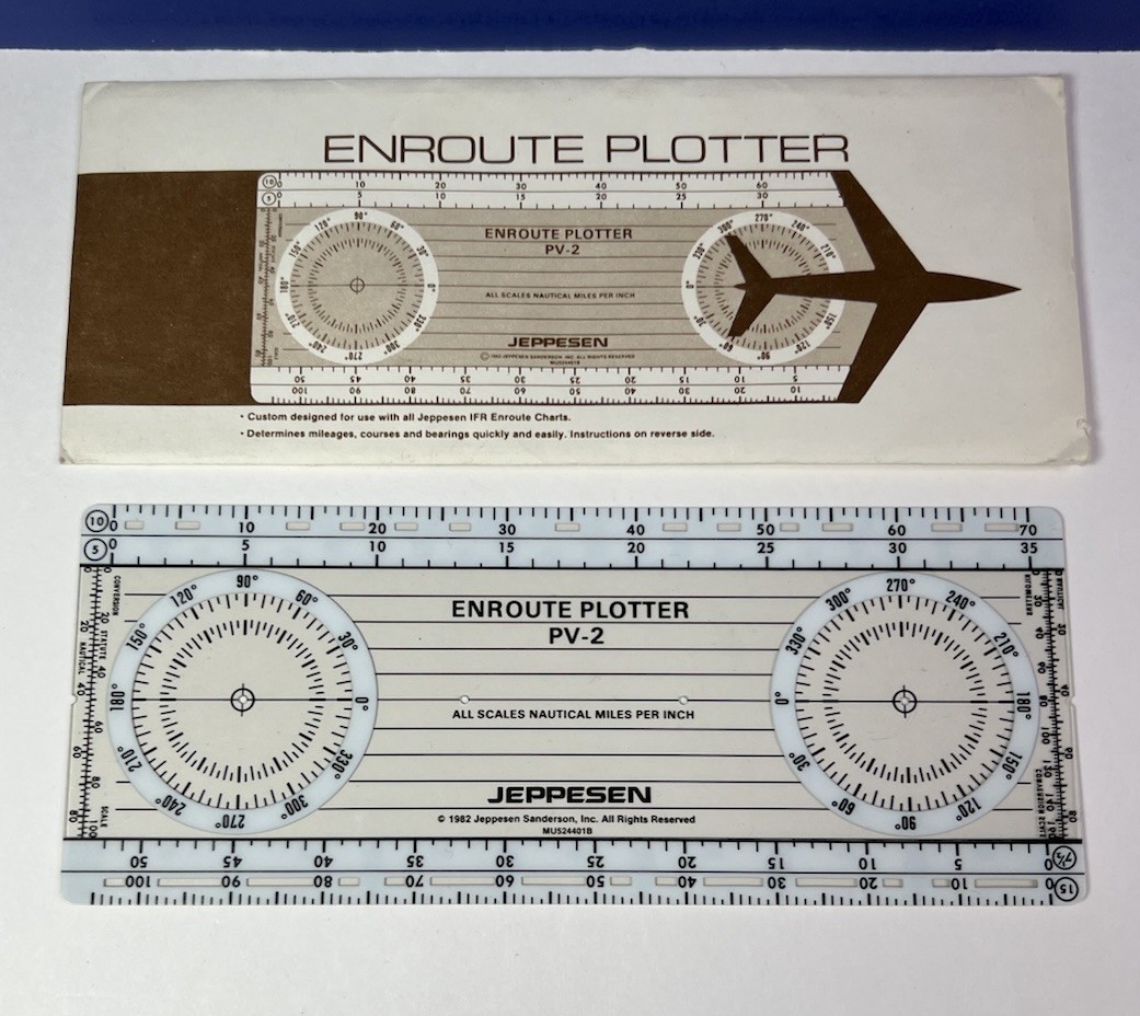 Vintage Enroute Plotter PV-2 Jeppesen 1982 w/ Instruction Envelope USA