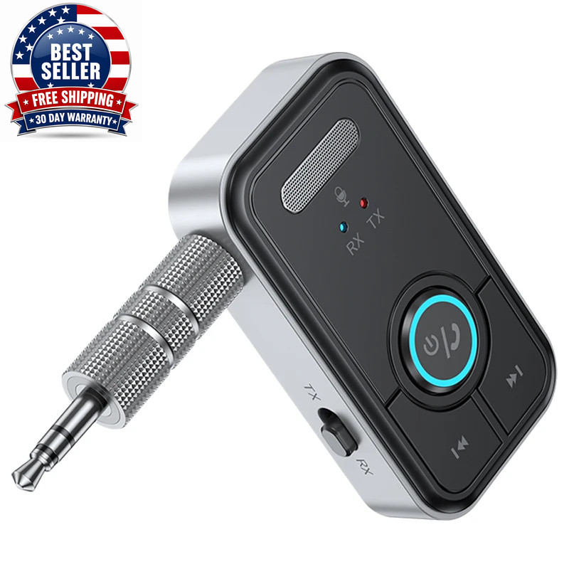Upgraded Bluetooth 5.4 Car AUX Audio Adapter Hifi Stereo Music Wireless Receiver