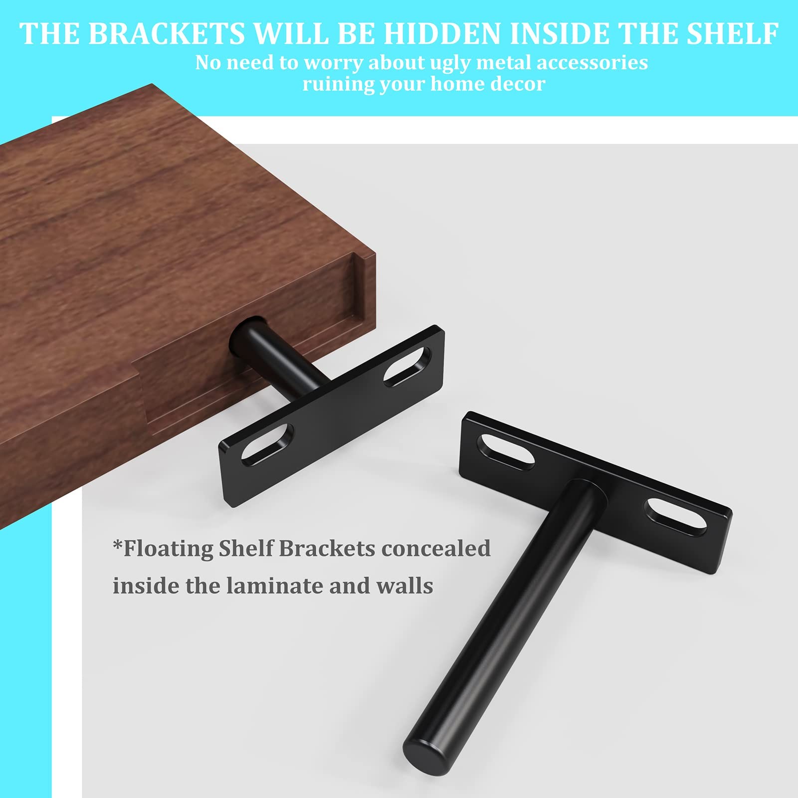 8 PCS Solid Steel Blind Hidden Floating Wood Shelf Support Brackets 4 Inch