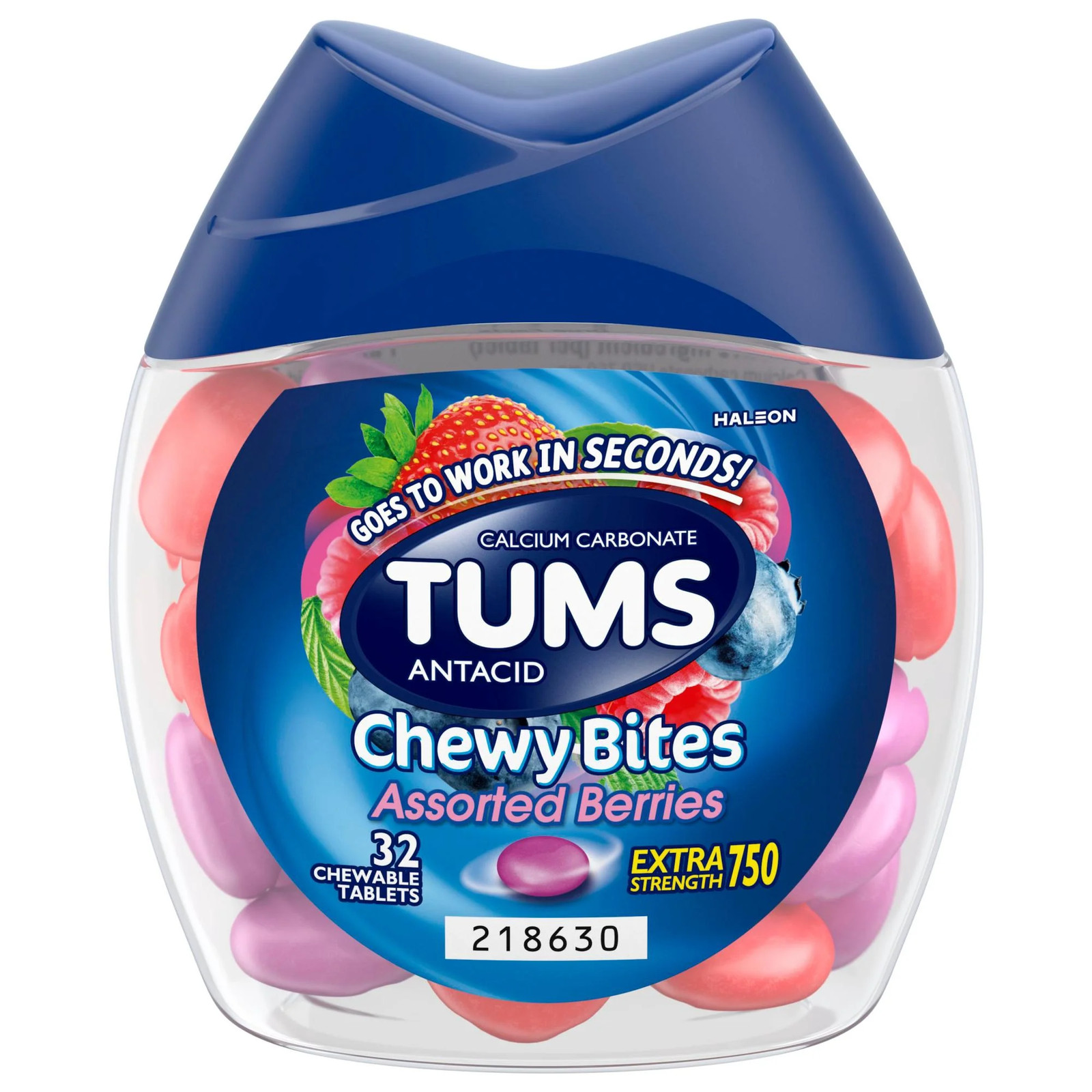 Chewy Bites Heartburn Relief Chewable Antacid Tablets, Berry, 32 Ct