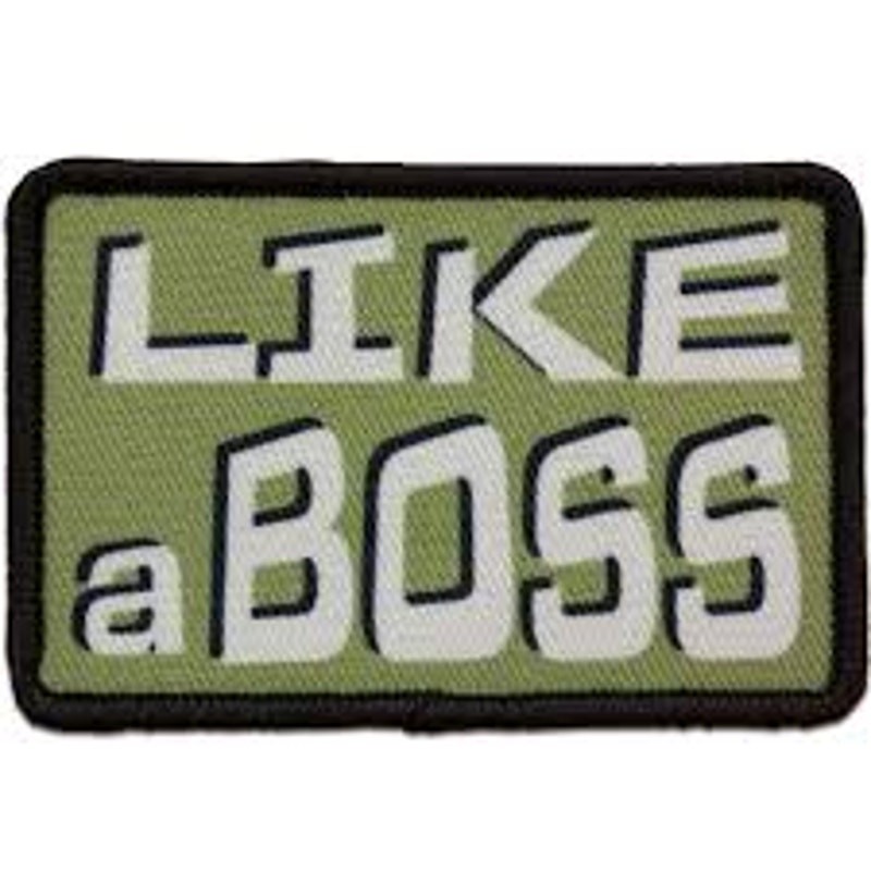 LIKE A BOSS Morale Patch Novelty Red Rock Outdoor Gear 3" × 2" Hook Back