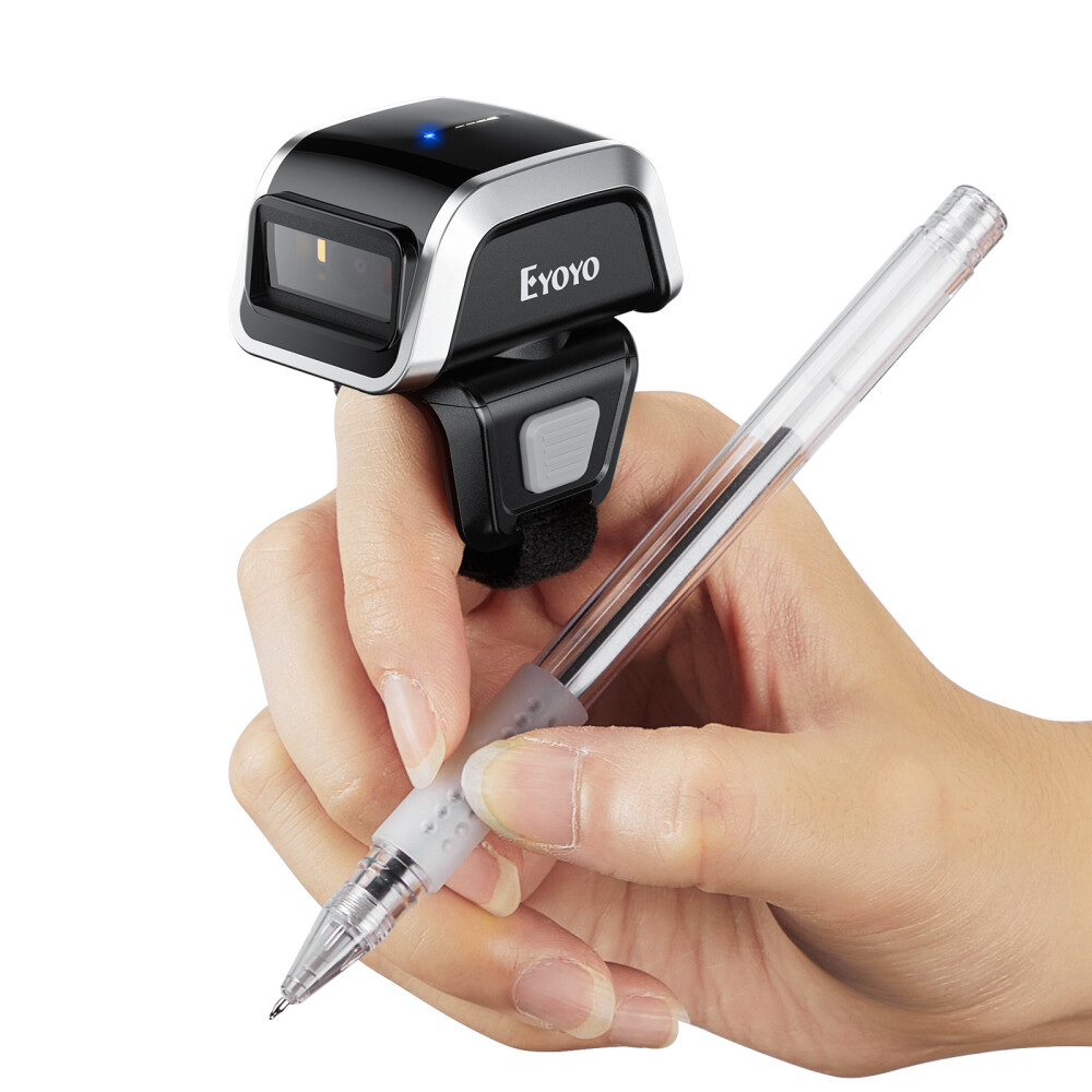 Eyoyo 2D Wireless Wearable Ring Barcode Scanner Mini Finger Scanner for iPad PC