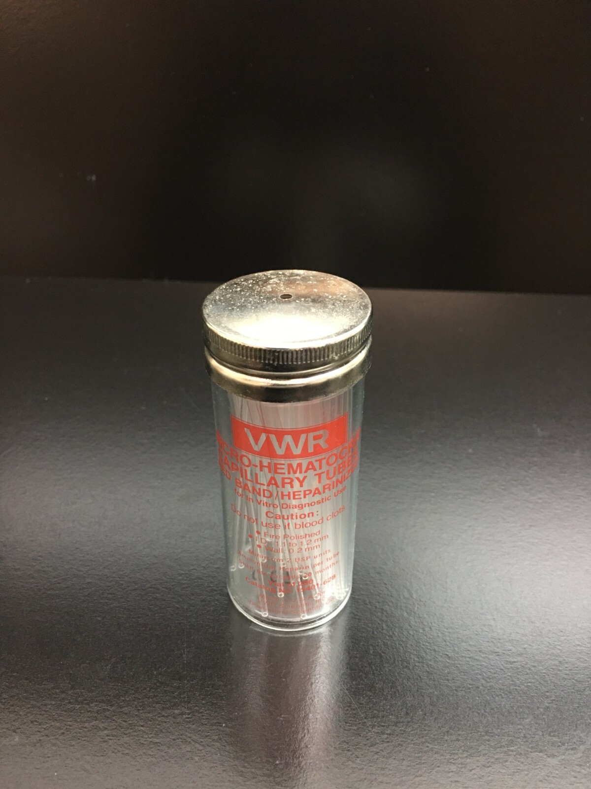 VWR Cat No 15401-628 Microhematocrit Capillary Tubes Heparin Coated 1.1-1.2mm