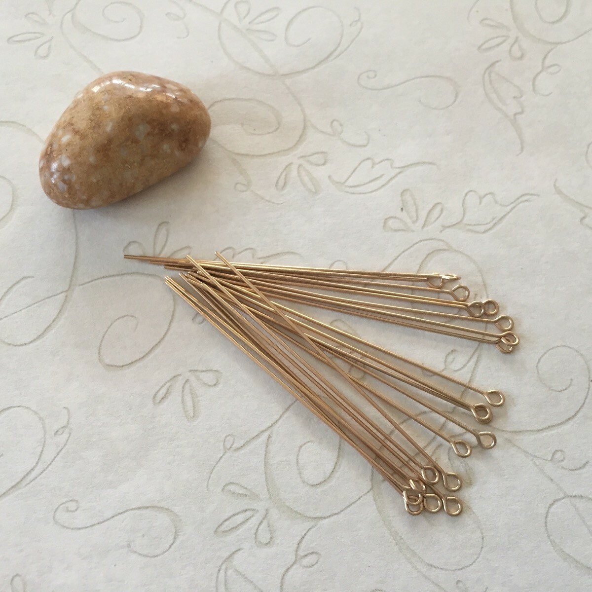 20pc 22 gauge 14k, 2in gold filled eyepin finding eye pin  finding (ea-gfep22-20