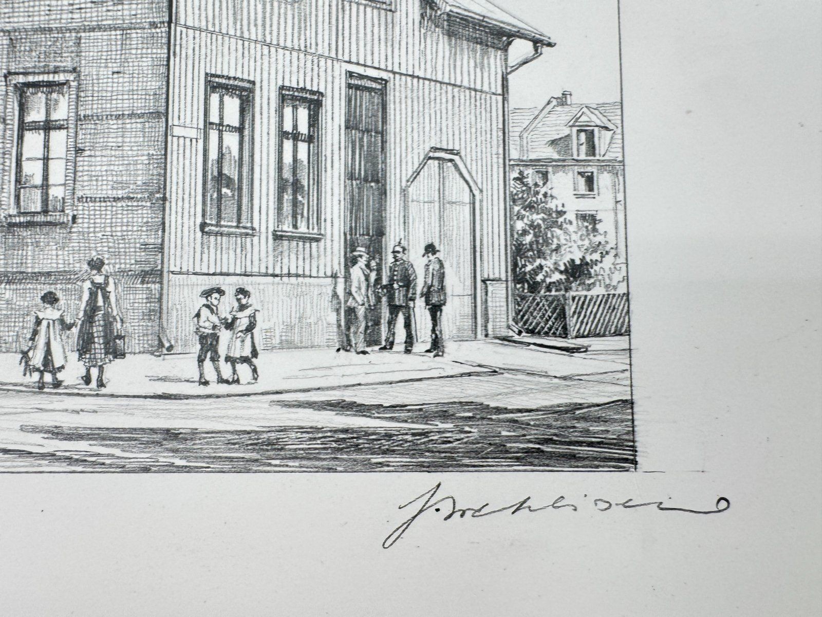 * HEINZ WEHLISCH DRAWING ROTTHAUSEN GELSENKIRCHEN SIGNED
