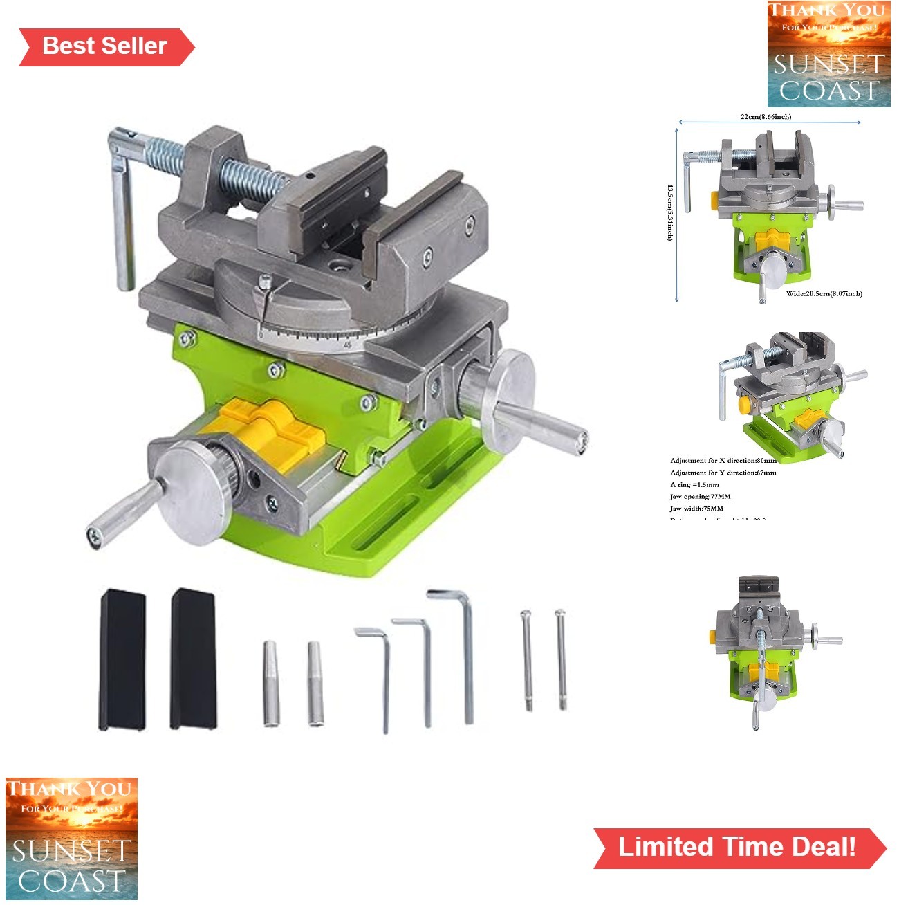 Rotary Table Cross Slide Vise 3 Inch 90 Degree Precision Milling Drilling