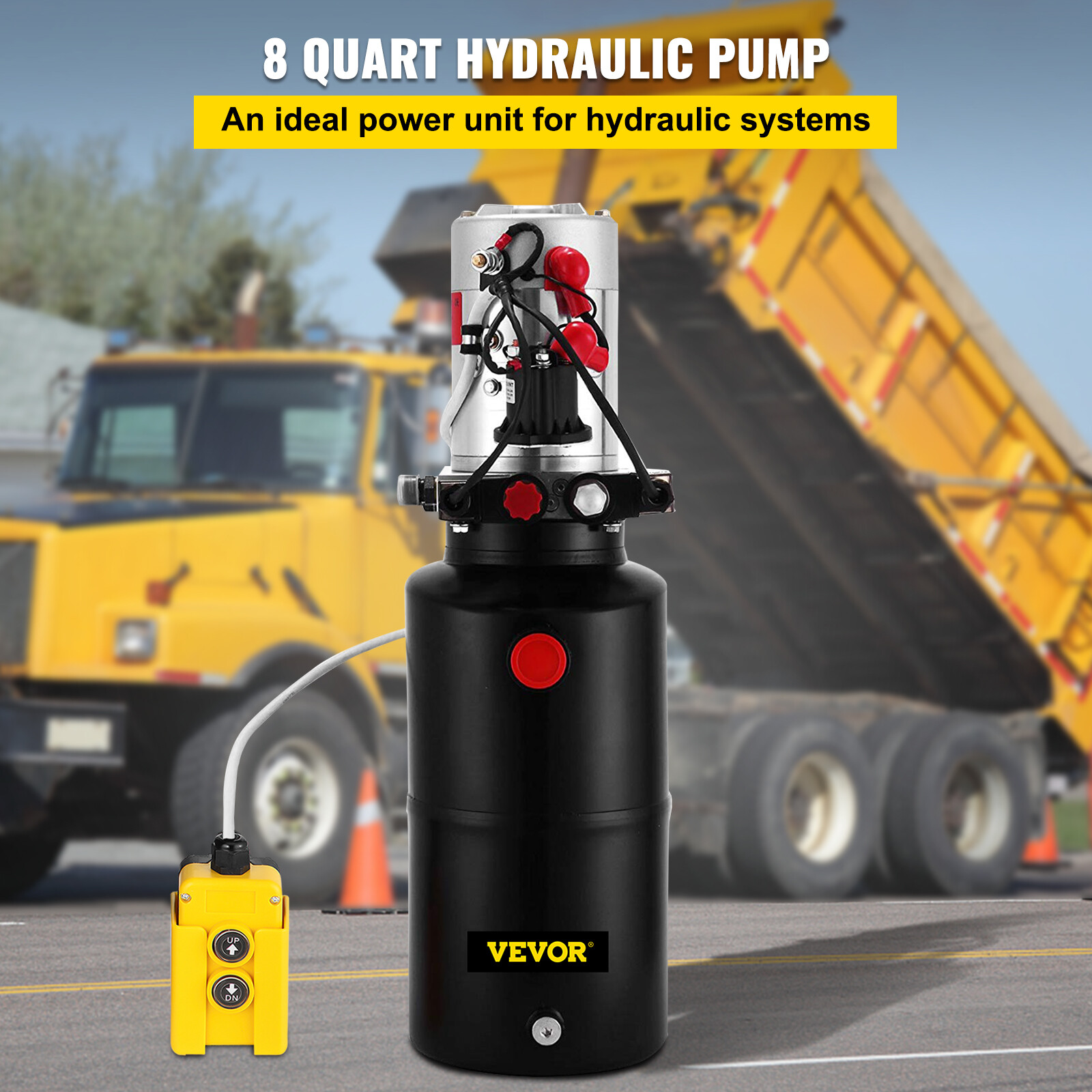 8 Quart Hydraulic Pump Double Acting 12V DC Hydraulic Power Unit Remote Control