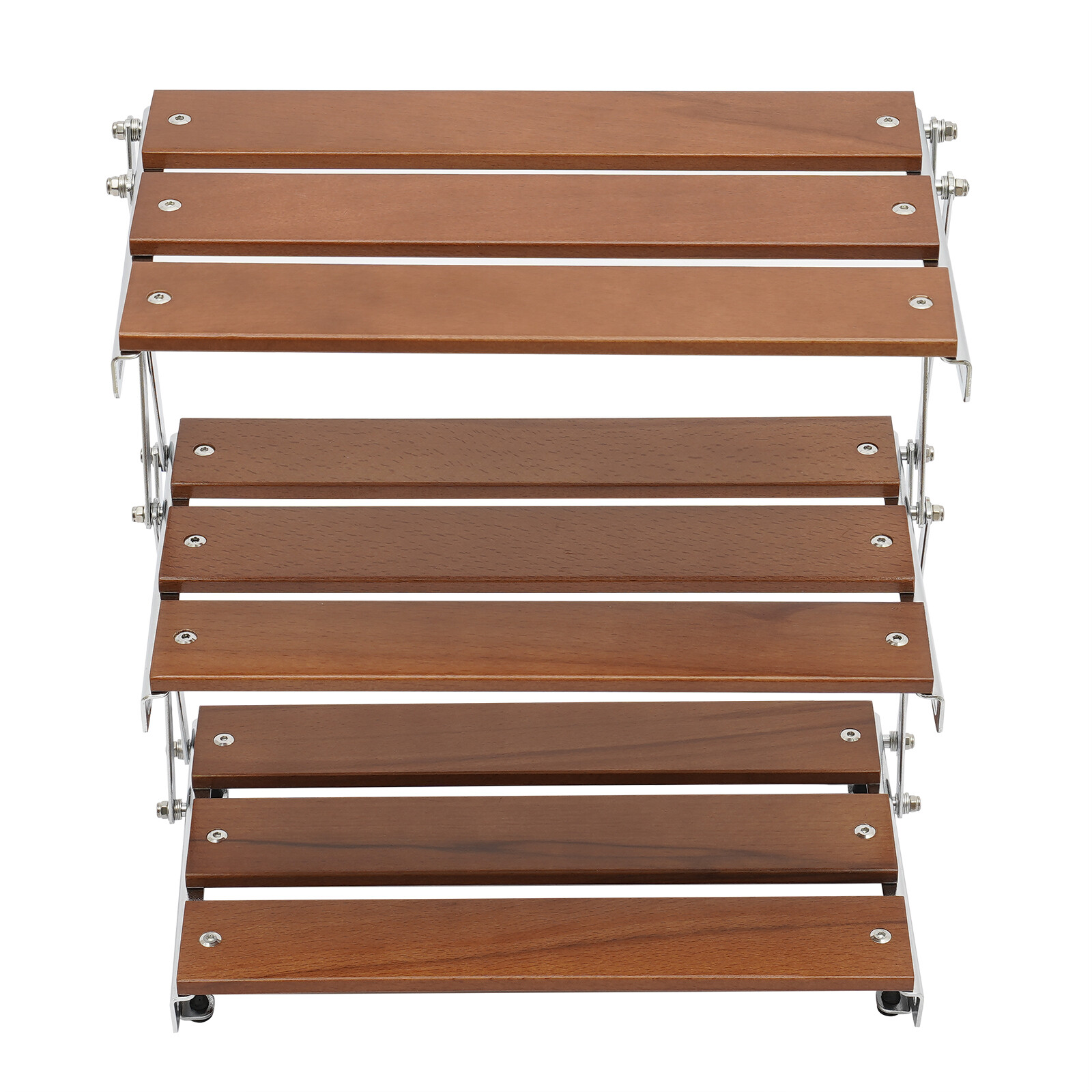 Camping Folding Storage Rack 3-Tier Natural Wood Desktop Organizing Rack