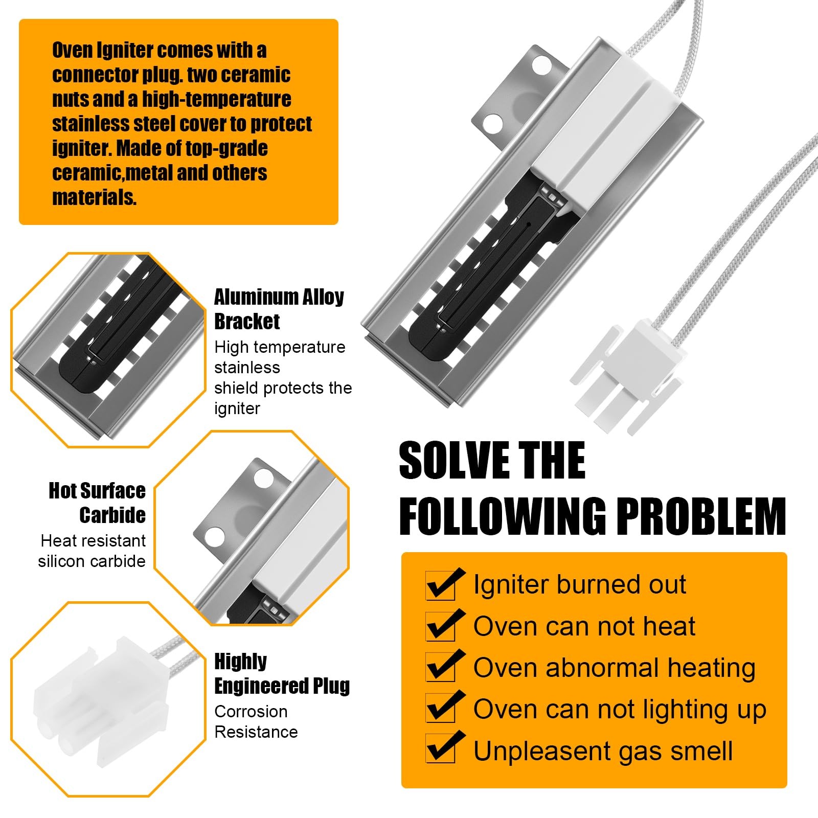 Copkim Gas Range Oven Ignitor Replacement Temperature Sensor...