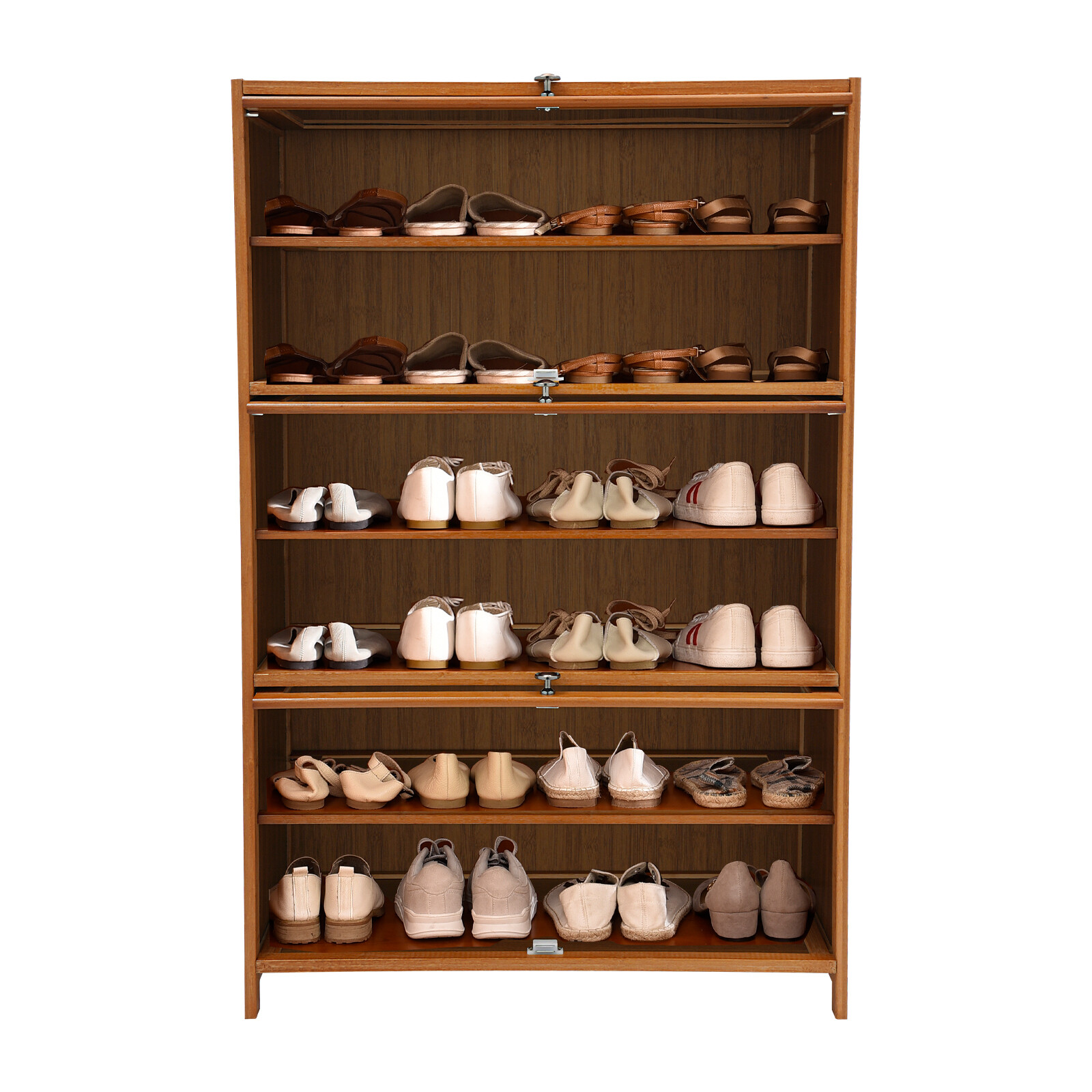 Shoe Organizer 6-Tier Storage Cabinet w/ 3 Flip-up Door 32" Entryway Bamboo
