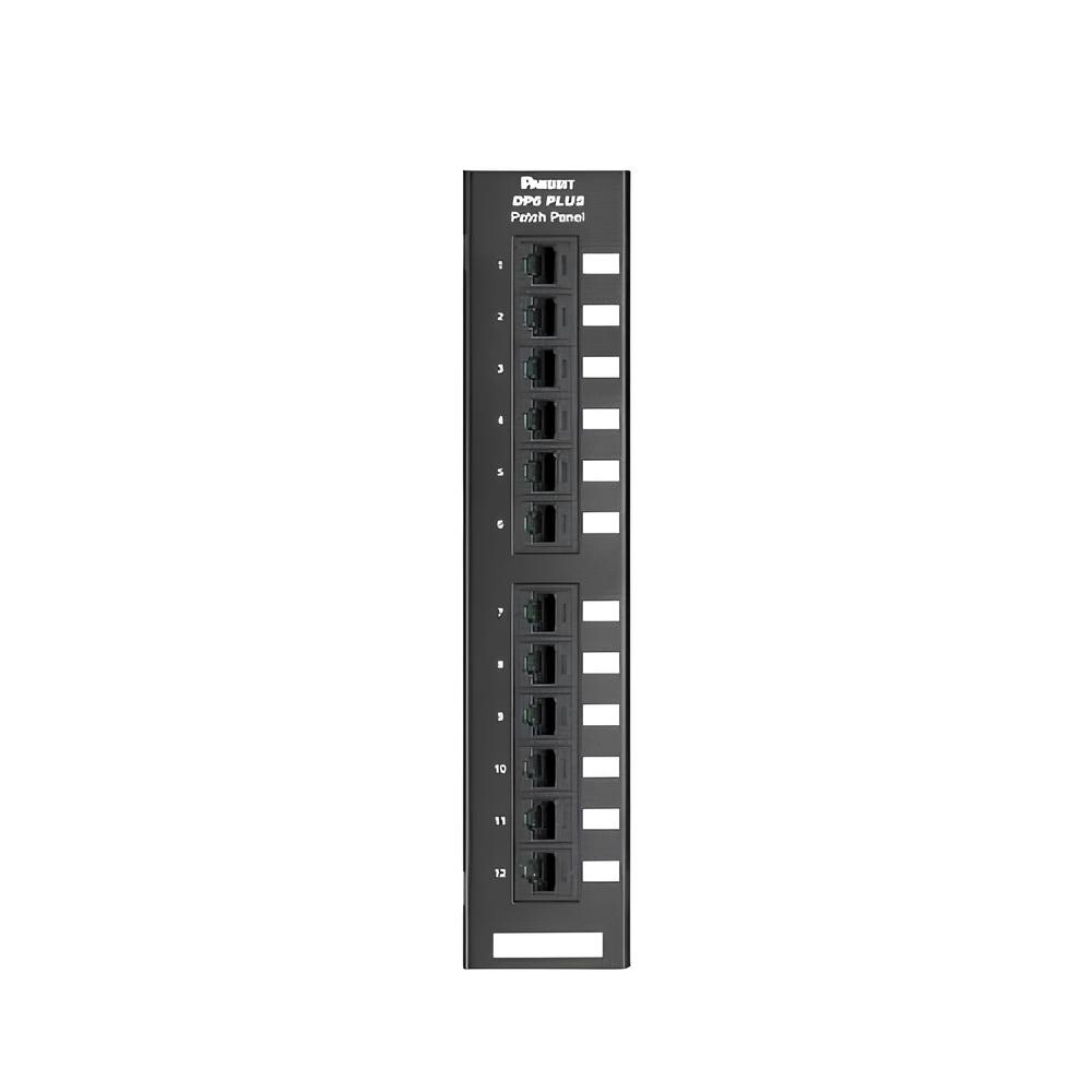 Panduit DP12688TGY 12 Ports 1U Rack Flat Cat 6 Punchdown Patch Panel Black