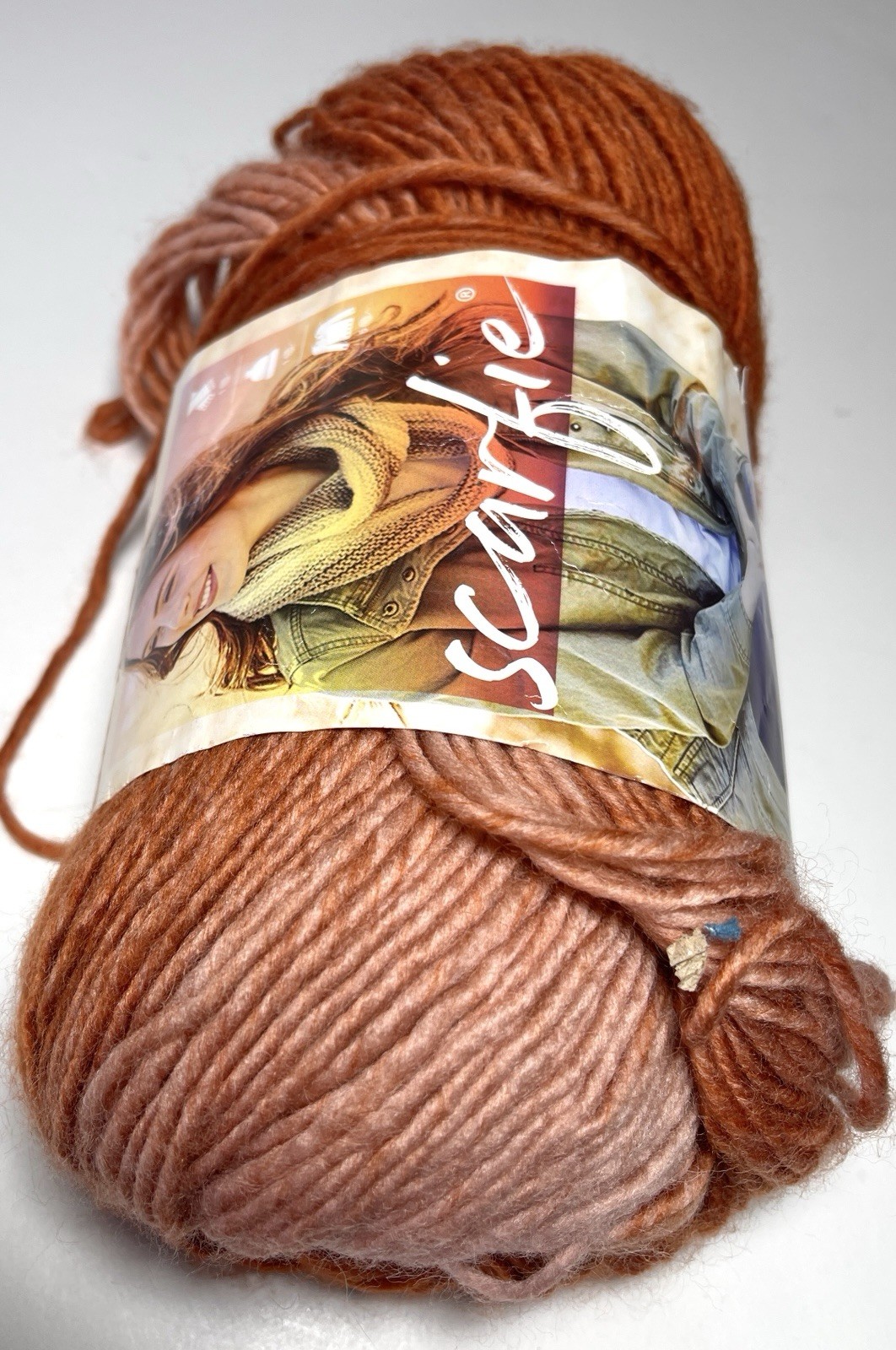 LION BRAND Yarn -  SCARFIE 1 Skein RUST / CAMEO. I Combine Shipping, SEE DETAILS