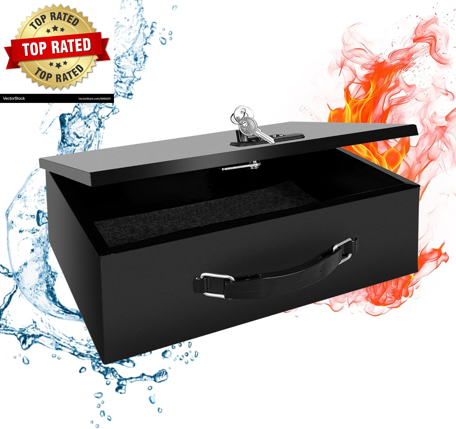 Fireproof Lock Box with Key and Combination Lock, Fire Safe Document Box, Portab