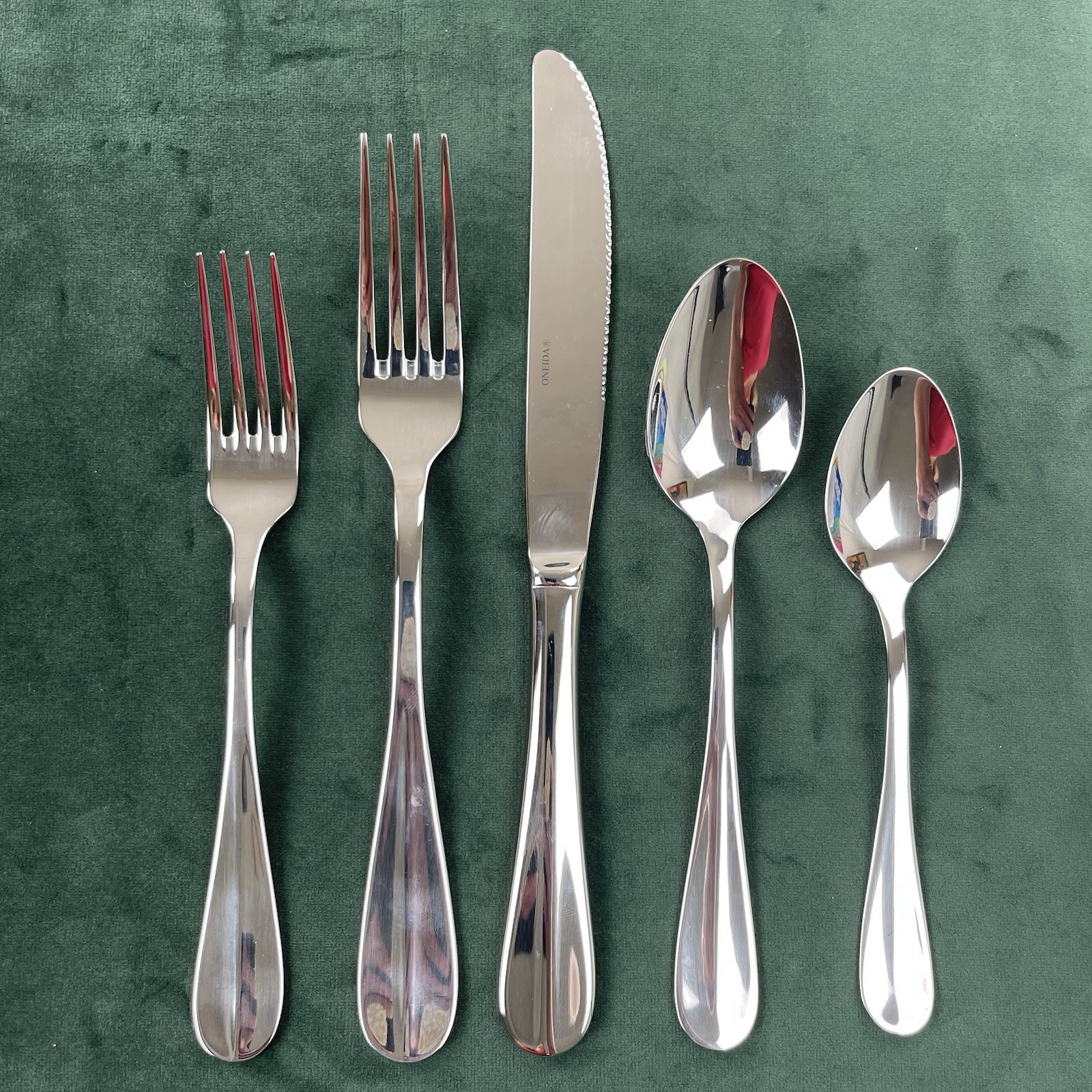 Oneida Stainless Flatware 5 Piece Place Setting Fork Spoon Knife