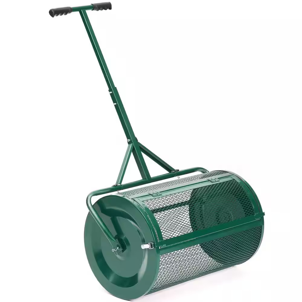 24 In. Compost Peat Moss Spreader, T Shaped Handheld, Heavy-Duty Metal Mesh Spre