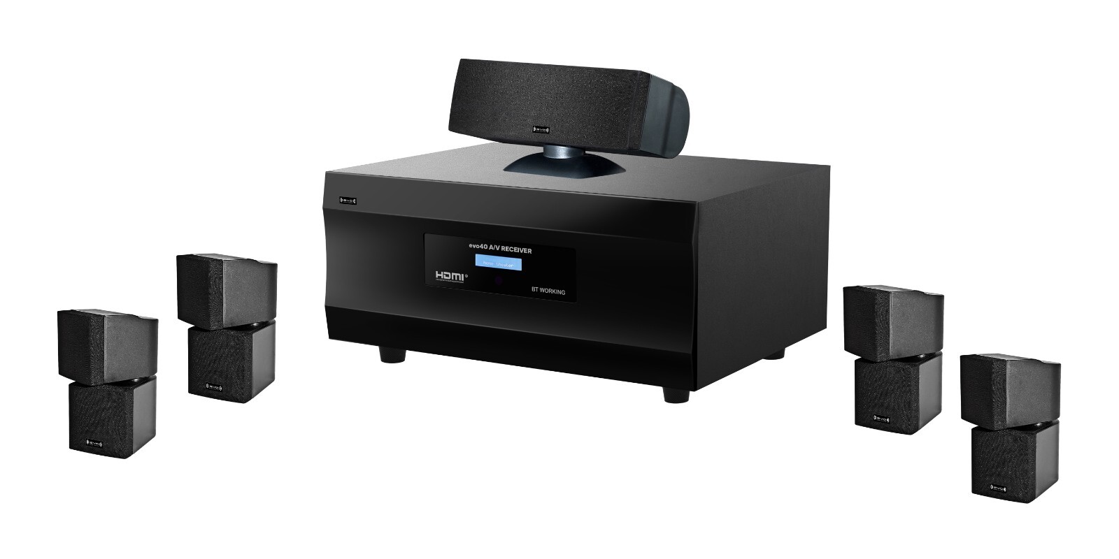 Evo Home Theater Evo40: Complete 6 Piece Set Surround System w/ Bluetooth, HDMI