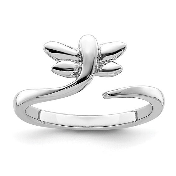 Polished Dragonfly Cuff Toe Ring - Solid Sterling Silver Adjustable Toe Ring -