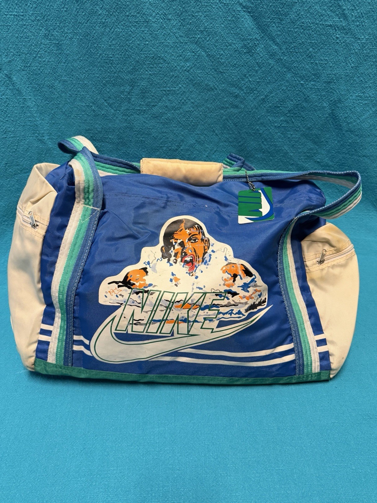 VTG NIKE Swim DUFFLE BAG GYM BLUE CARRY ON TRAVEL TOTE SCHOOL.