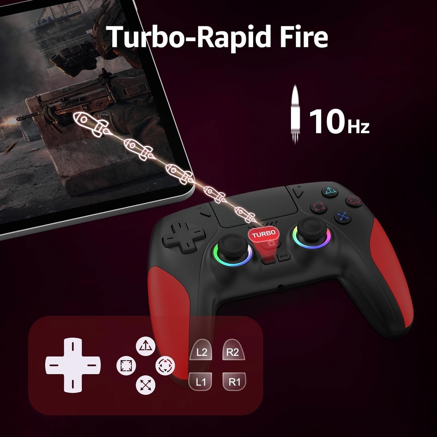 Wireless PS5 Controller with Hall Effect & Dual Vibration for Ultimate Gaming