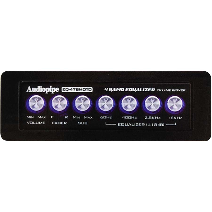 AUDIOPIPE EQ-47BMOTO 4-BAND 1/2-DIN CAR GRAPHIC EQUALIZER 7 VOLT LINE DRIVER NEW