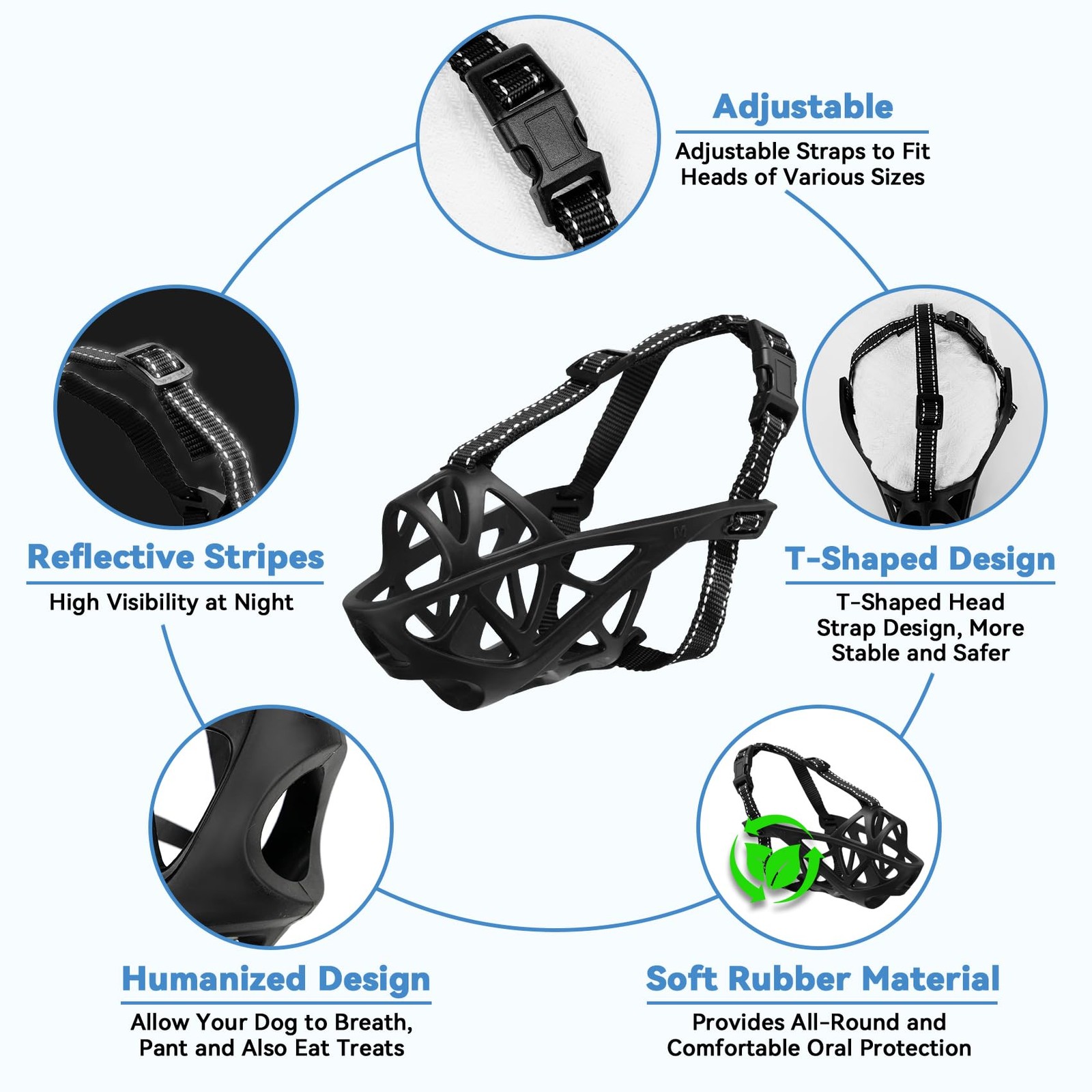 ODRIEW Dog Muzzle for Large Sized - Medium Dogs, Small S, Black