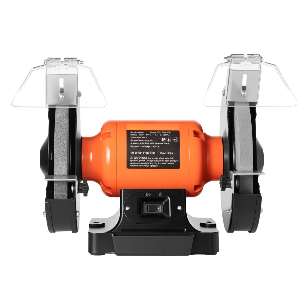 8" 550W 3450RPM Bench Grinder Adjustable Eye Shield Grinding Sharpener