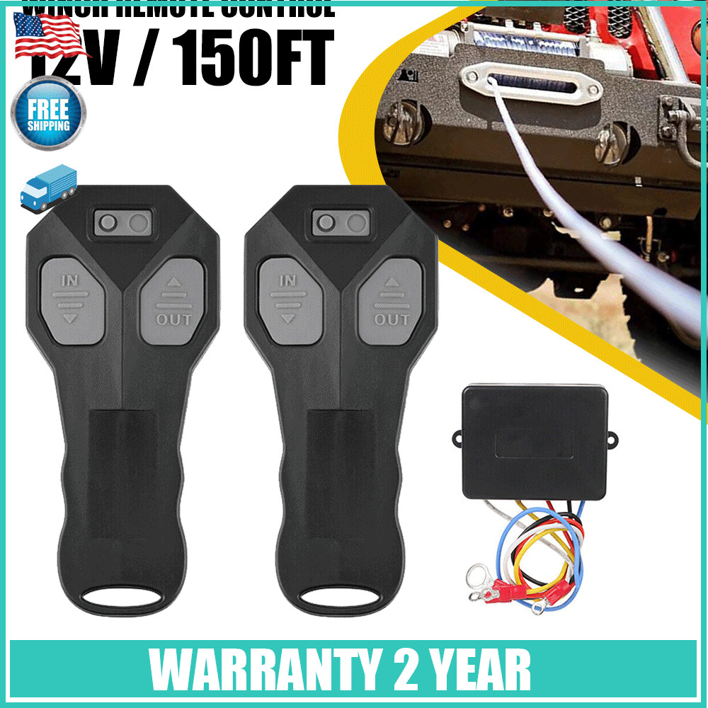 Set of 2 Wireless Winch Remote Control 12V Kit Switch Handset For Truck Jeep ATV