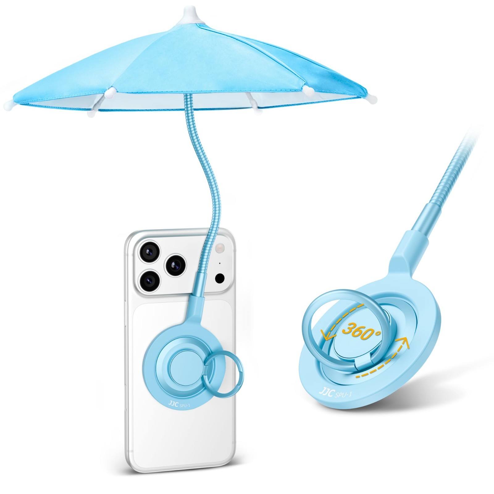 Magnetic Phone Umbrella Sun Shade Shield - Flexible Angle & Rotatable Ring, Blue