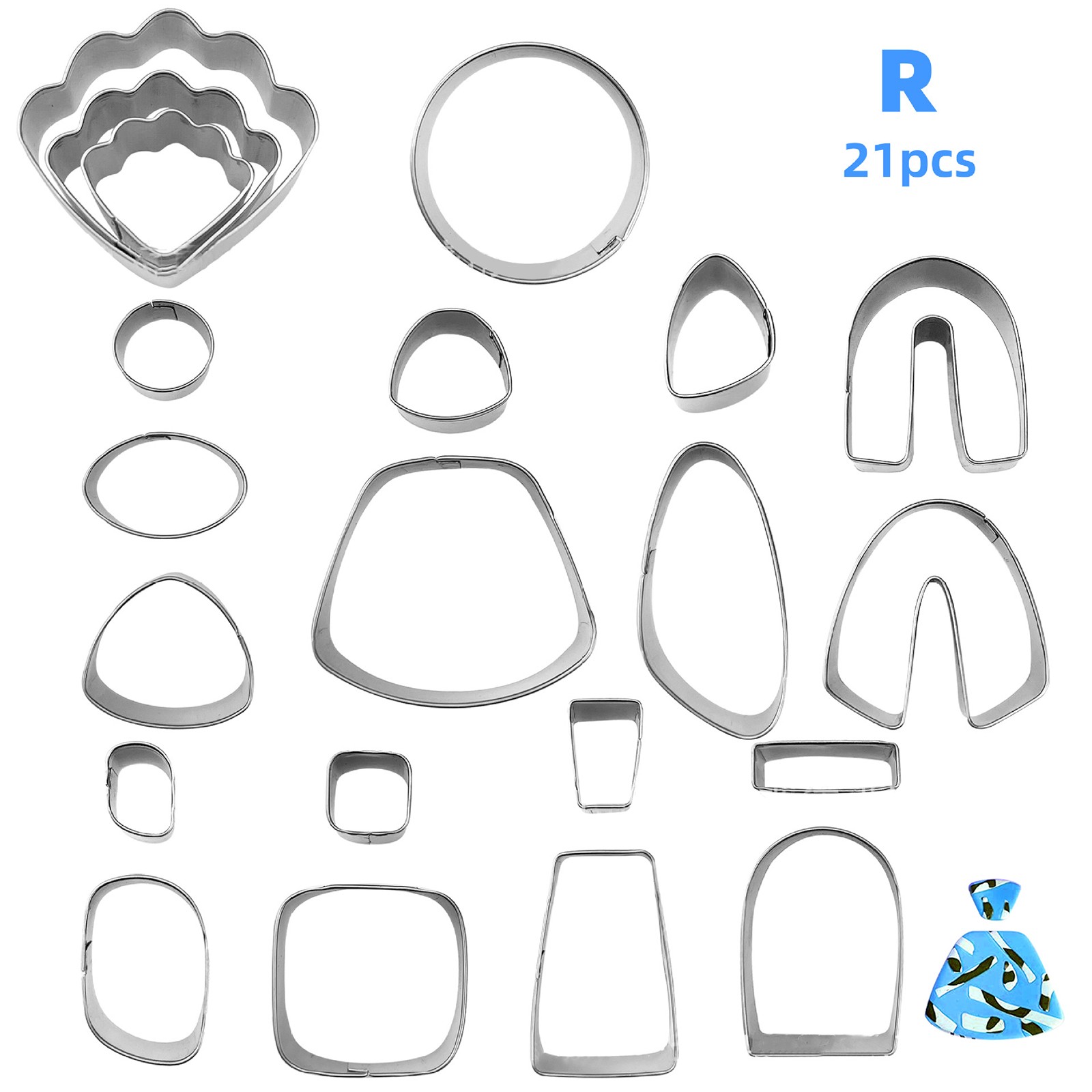 21Pcs Clay Earring Cutters Polymer Clay Tool DIY Ceramic Craft Cutting Mold A