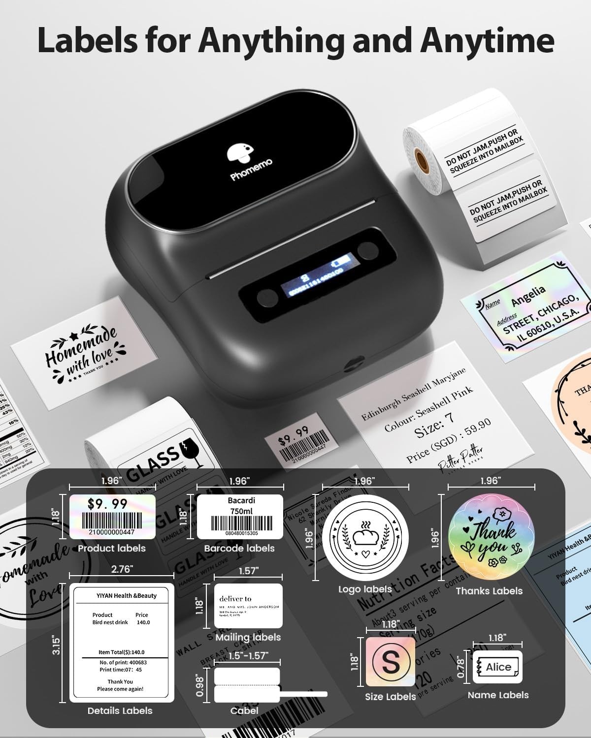 3 Inch Thermal Printer with Bluetooth Connectivity for Labeling Projects