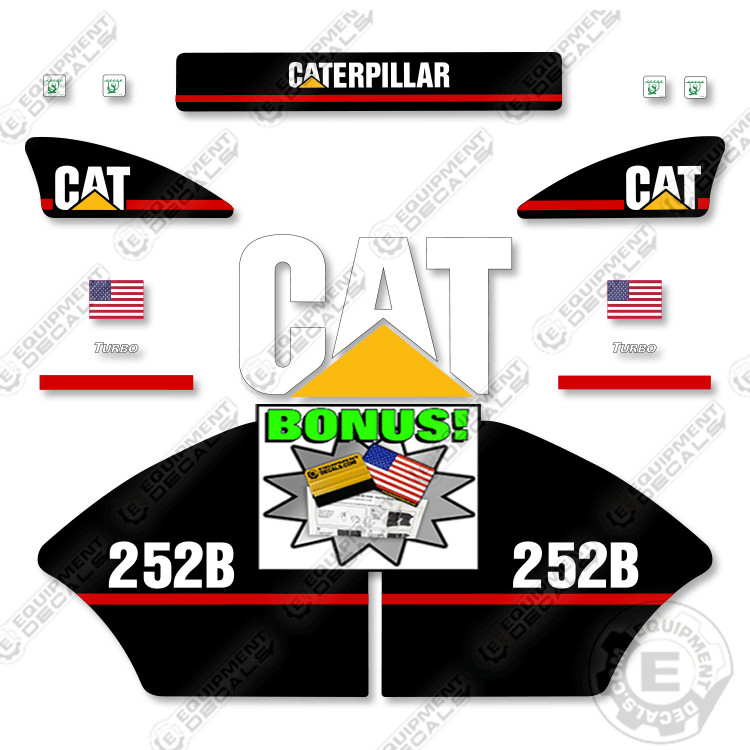 Fits Caterpillar 252B Decal Kit Skid Steer - 7 YEAR OUTDOOR 3M VINYL!