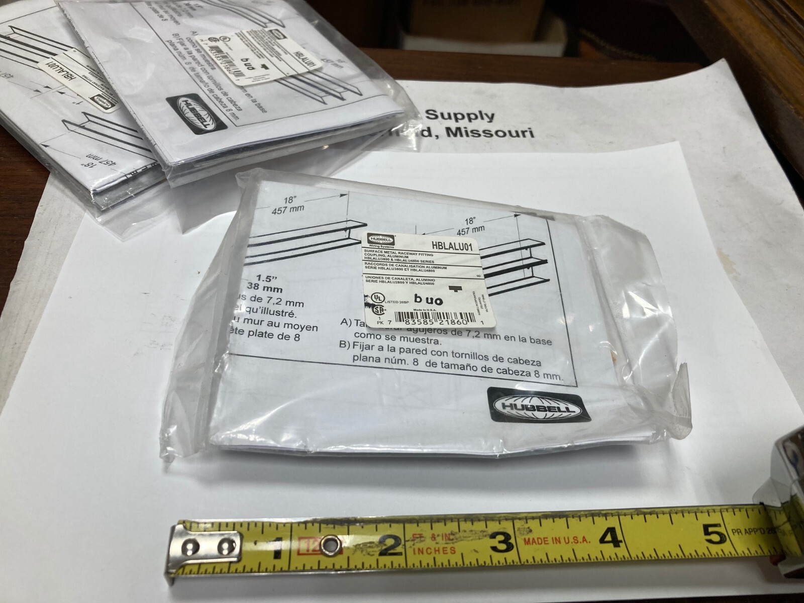 Hubbell HBLALU01, Aluminum Raceway Coupling Pair, USA Made